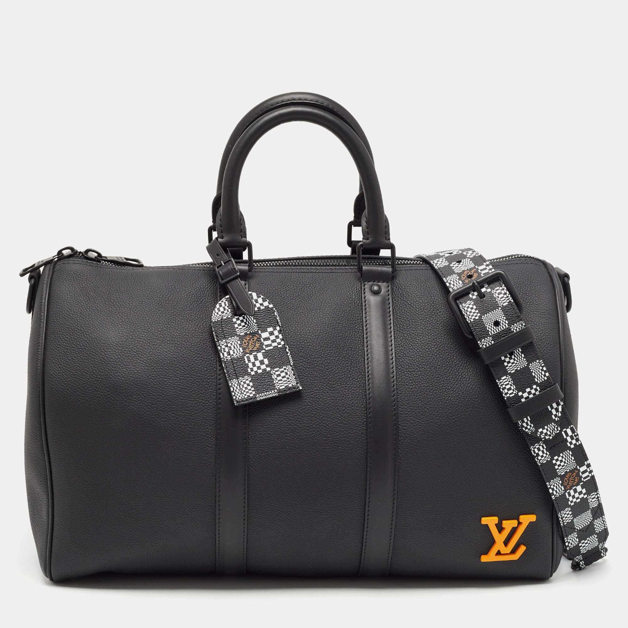Louis Vuitton Black Damier Distorted Leather Keepall Bandouliere 40 Bag  Louis Vuitton
