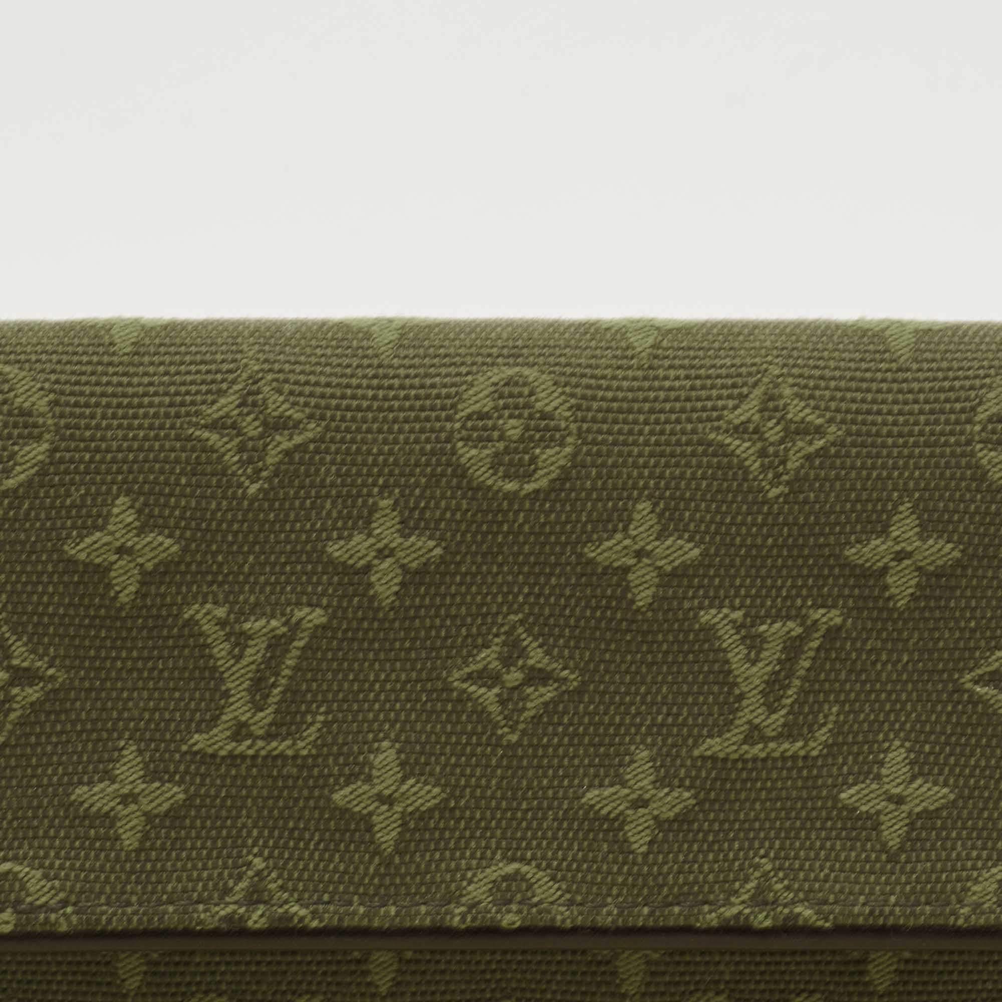 Louis Vuitton Khaki Monogram Mini Lin Porte Tresor Sarah Long Wallet  793lvs46