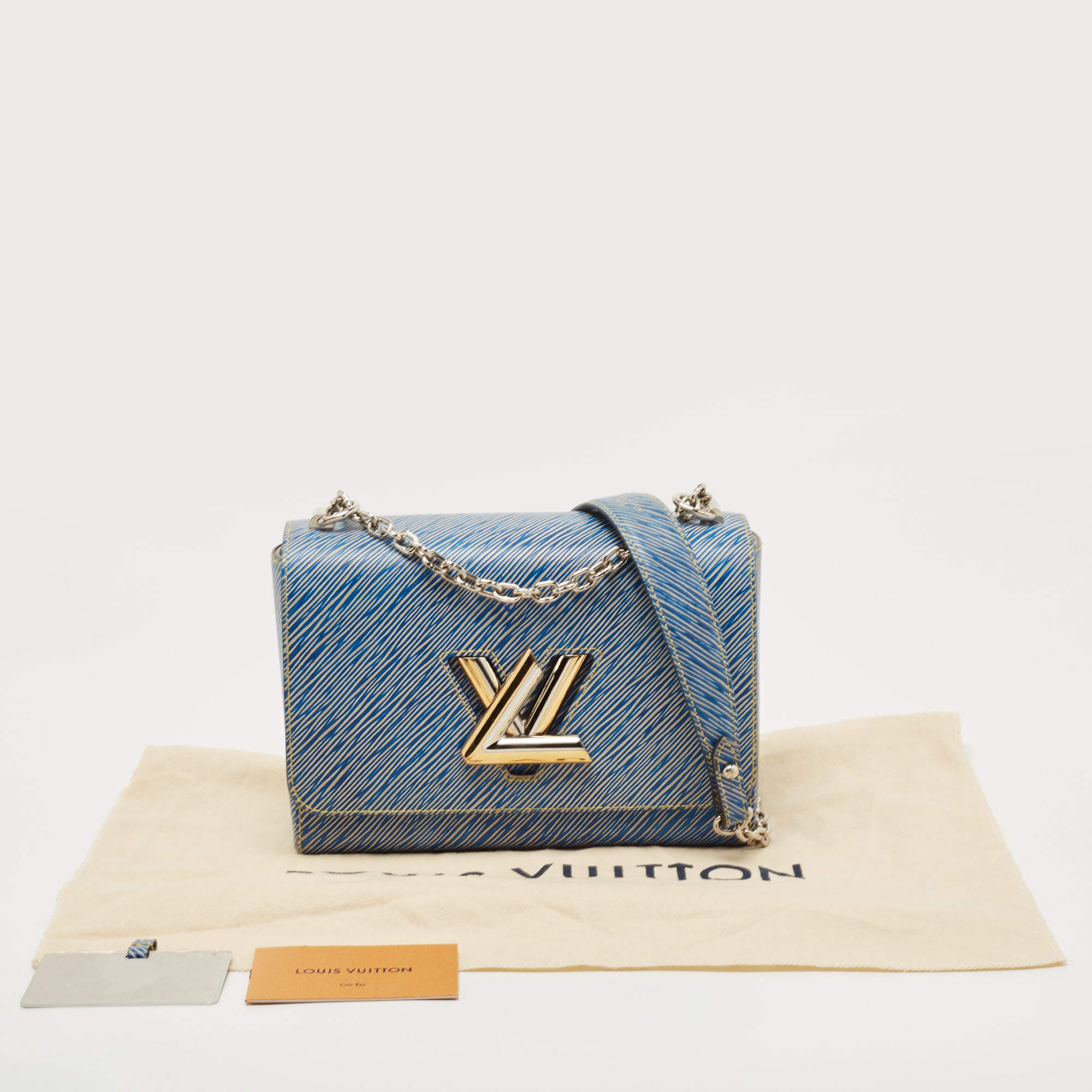 Louis Vuitton Blue Denim Aztec Epi Leather Twist MM Bag - Yoogi's Closet