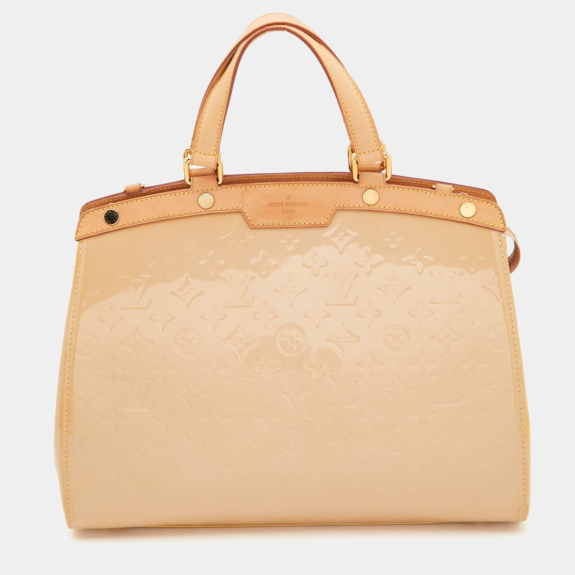 Pre Owned Louis Vuitton Rose Florentine Monogram Vernis Brea GM Bag