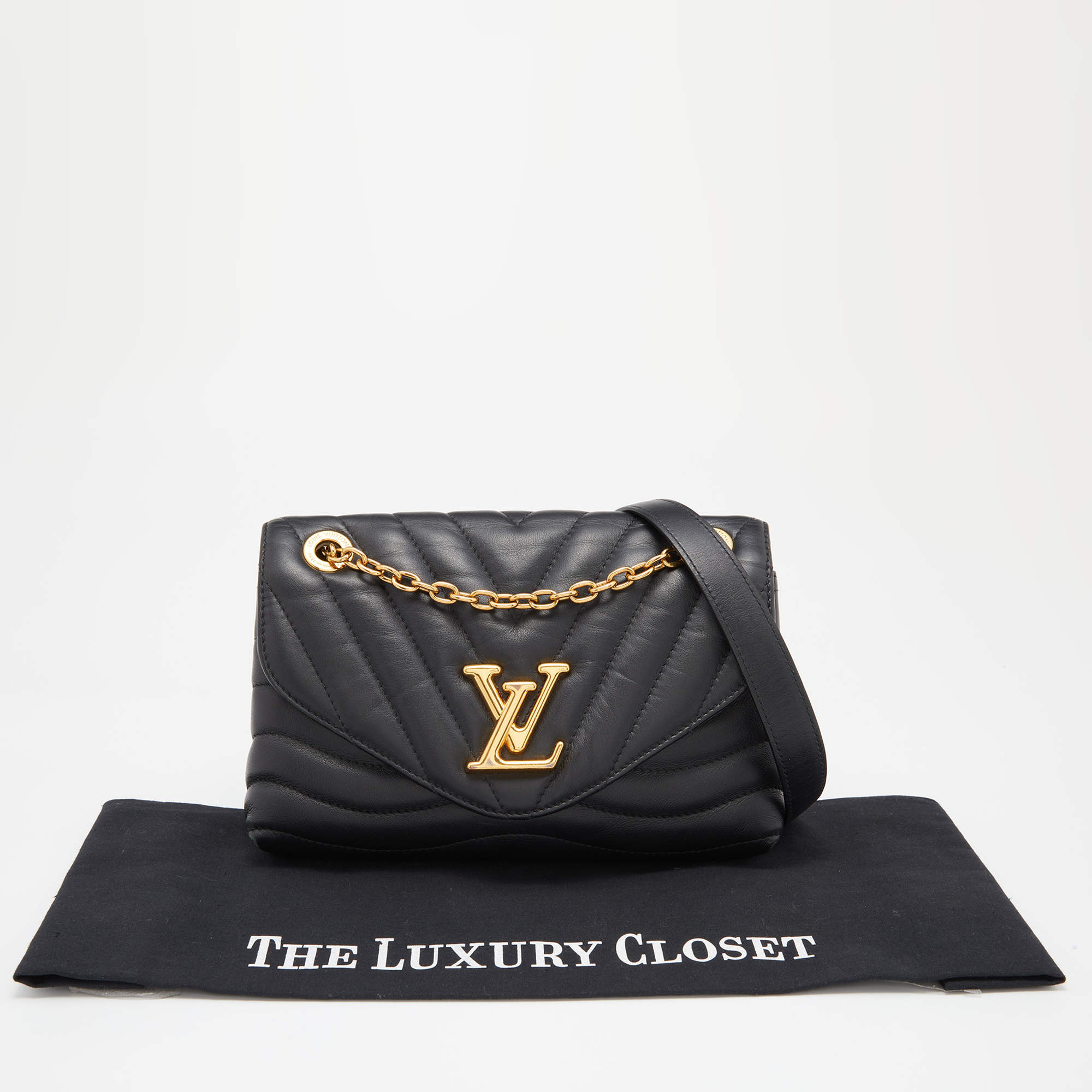 Louis Vuitton New Wave Chain Bag Quilted Leather MM Black 2273211