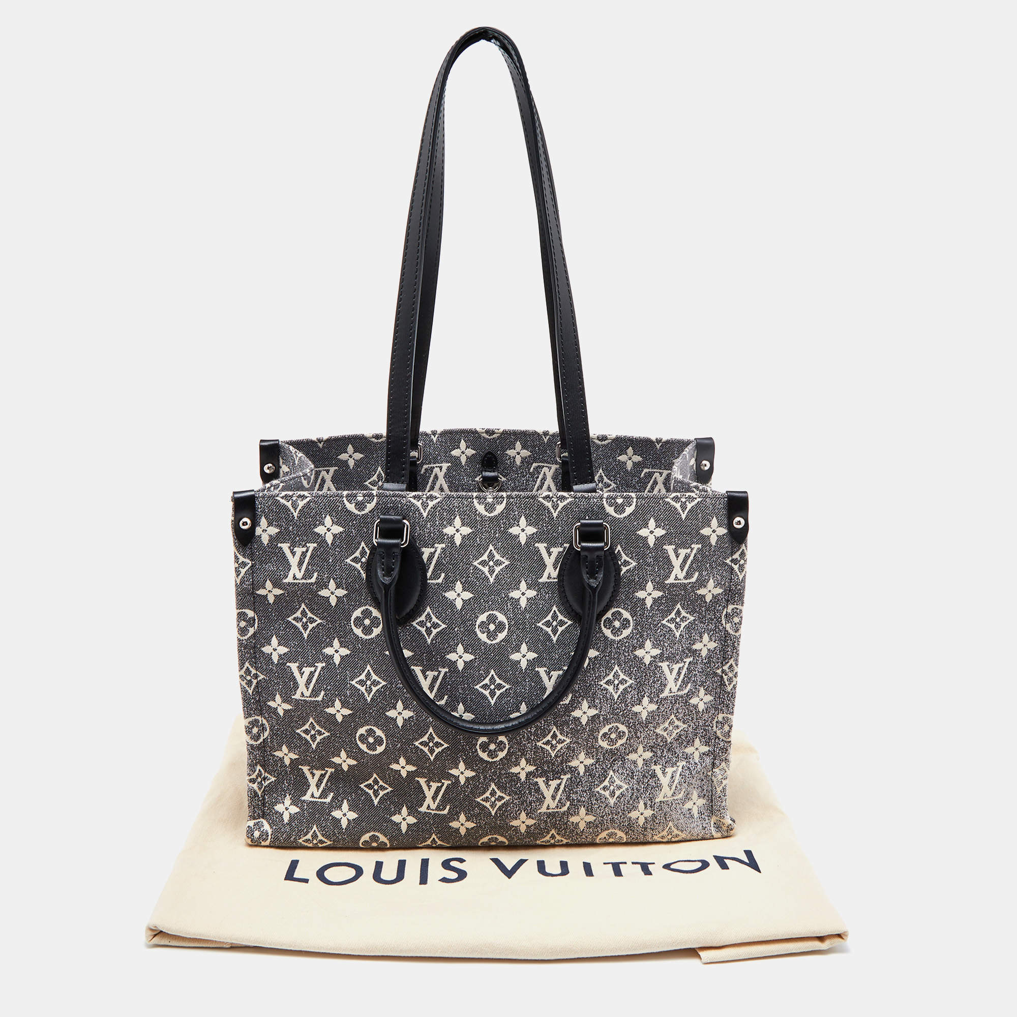 Louis Vuitton Black Monogram Denim and Leather OnTheGo MM Bag