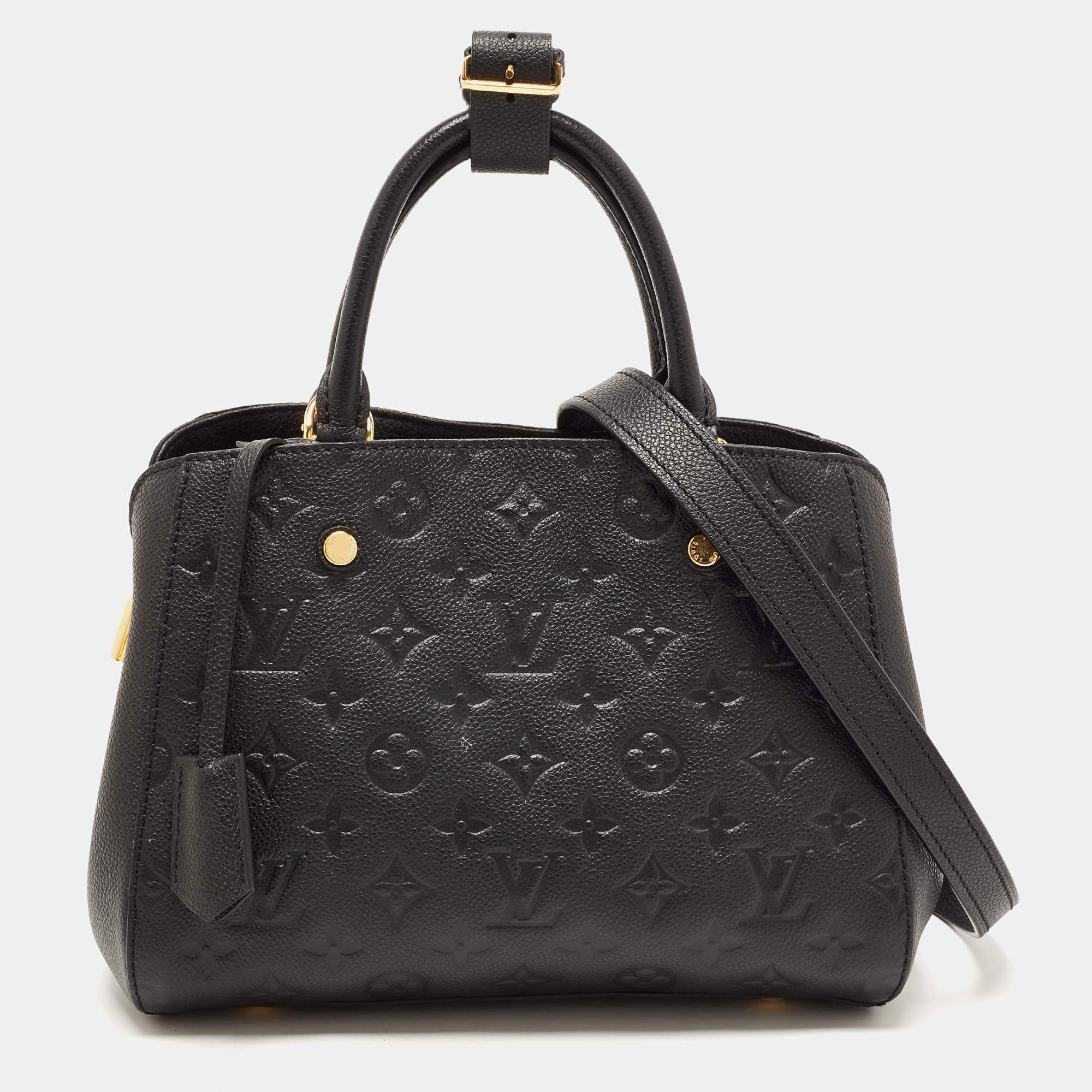Pre Owned Louis Vuitton Black Monogram Empreinte Leather Montaigne BB Bag