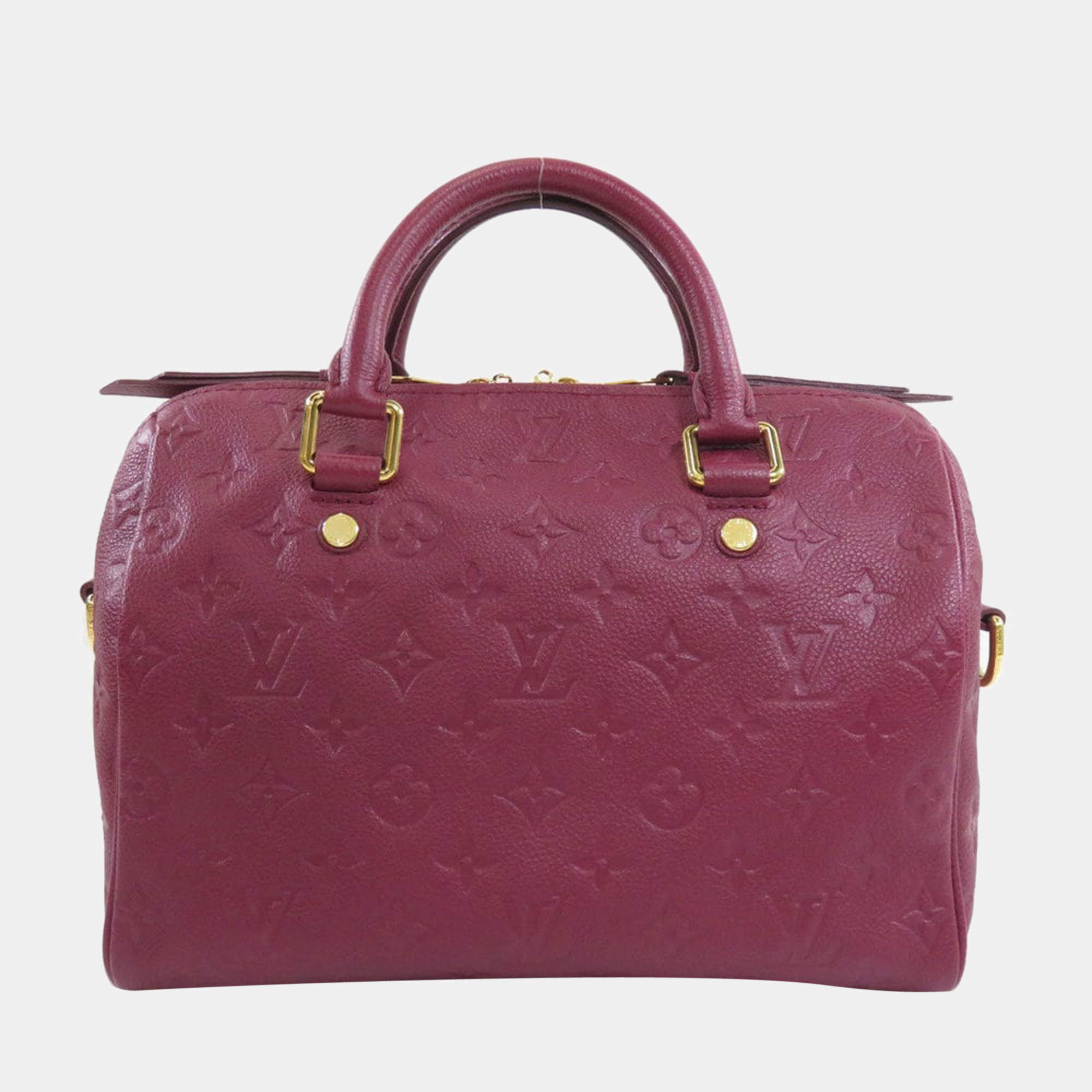 Auth LOUIS VUITTON Handbag Leather Dark purple