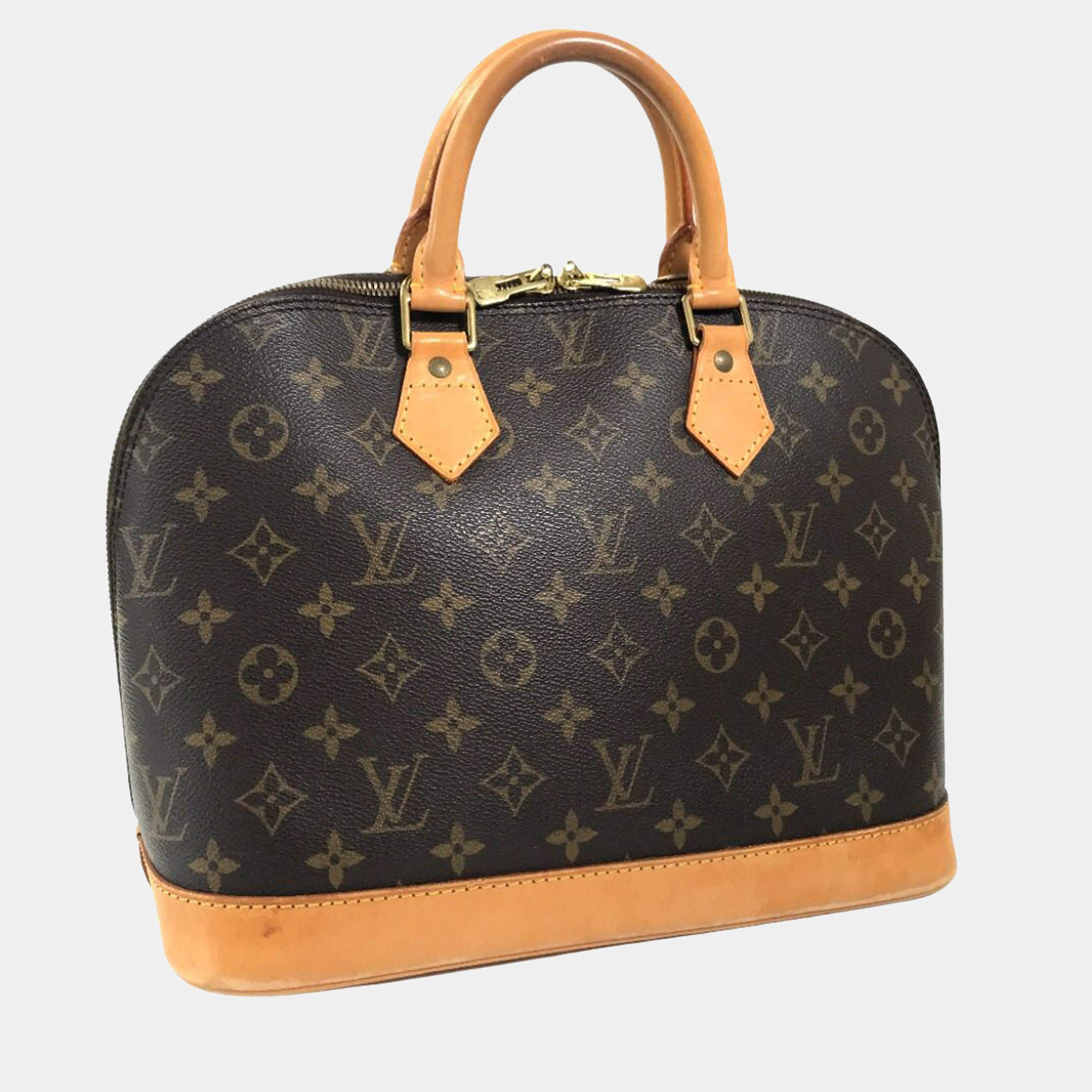 Used Brown Louis Vuitton Authentic Alma MM Monogram Canvas Top