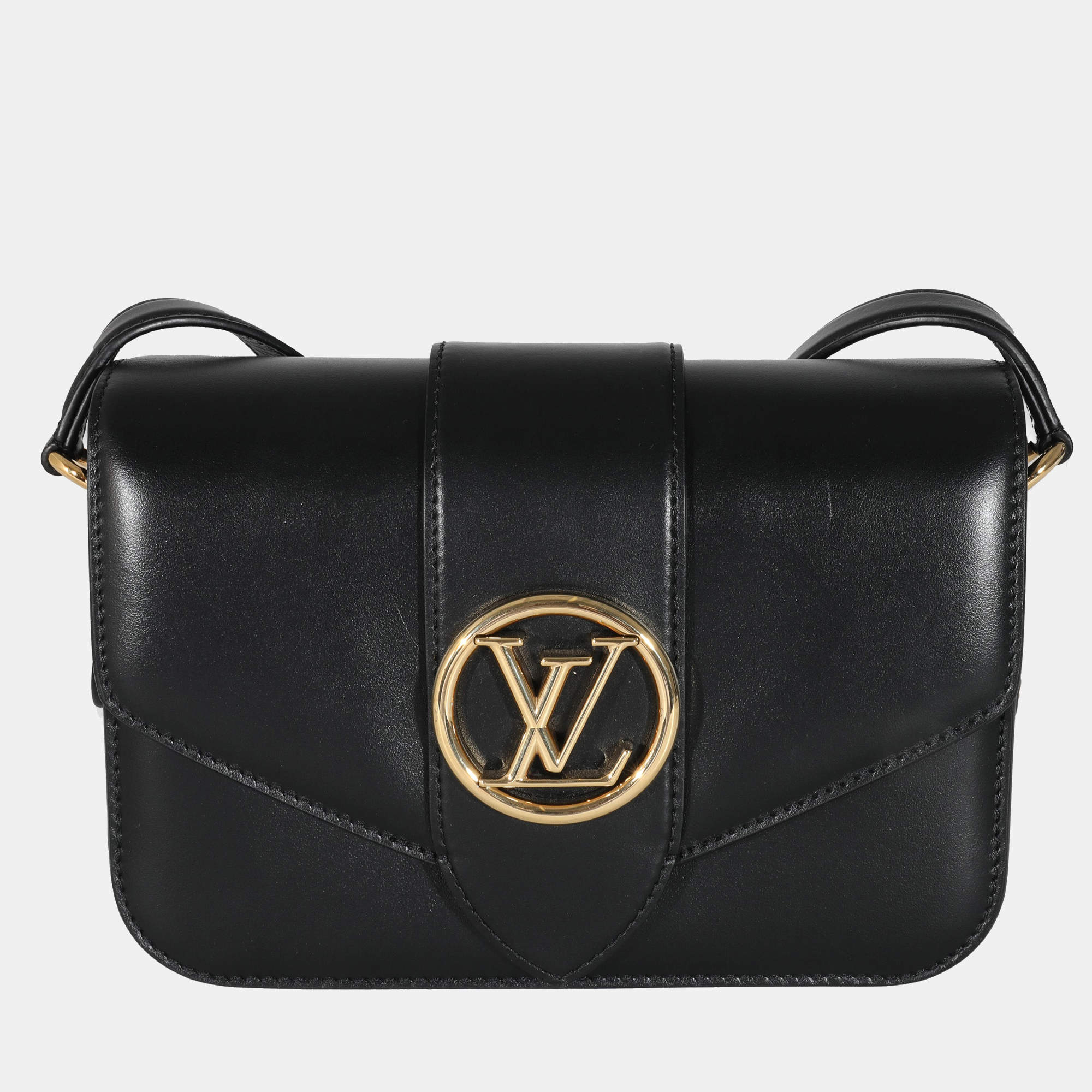 Louis Vuitton Black Smooth Leather LV Pont 9 MM Bag Louis Vuitton