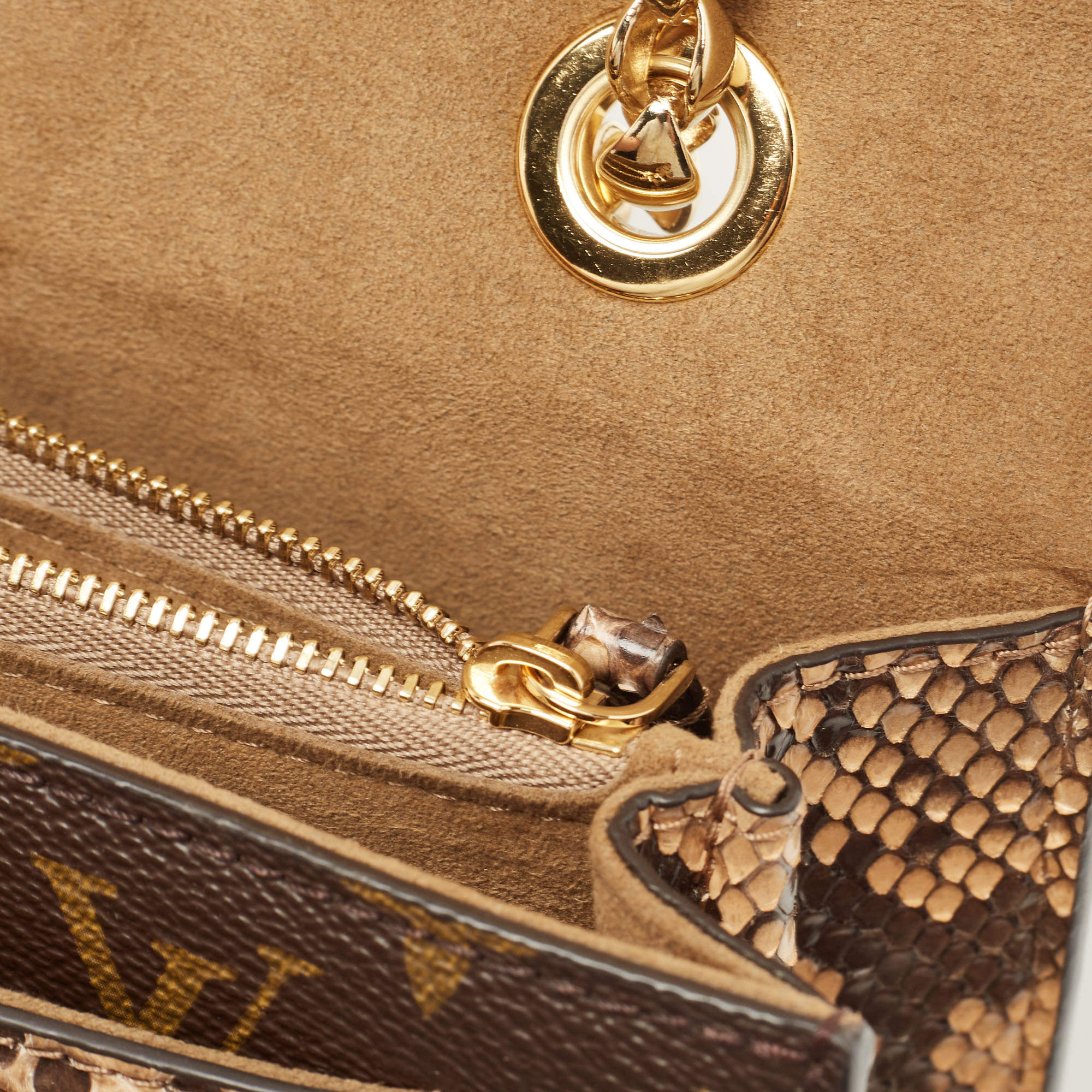 Louis Vuitton Victoire Handbag Monogram Canvas and Python at 1stDibs