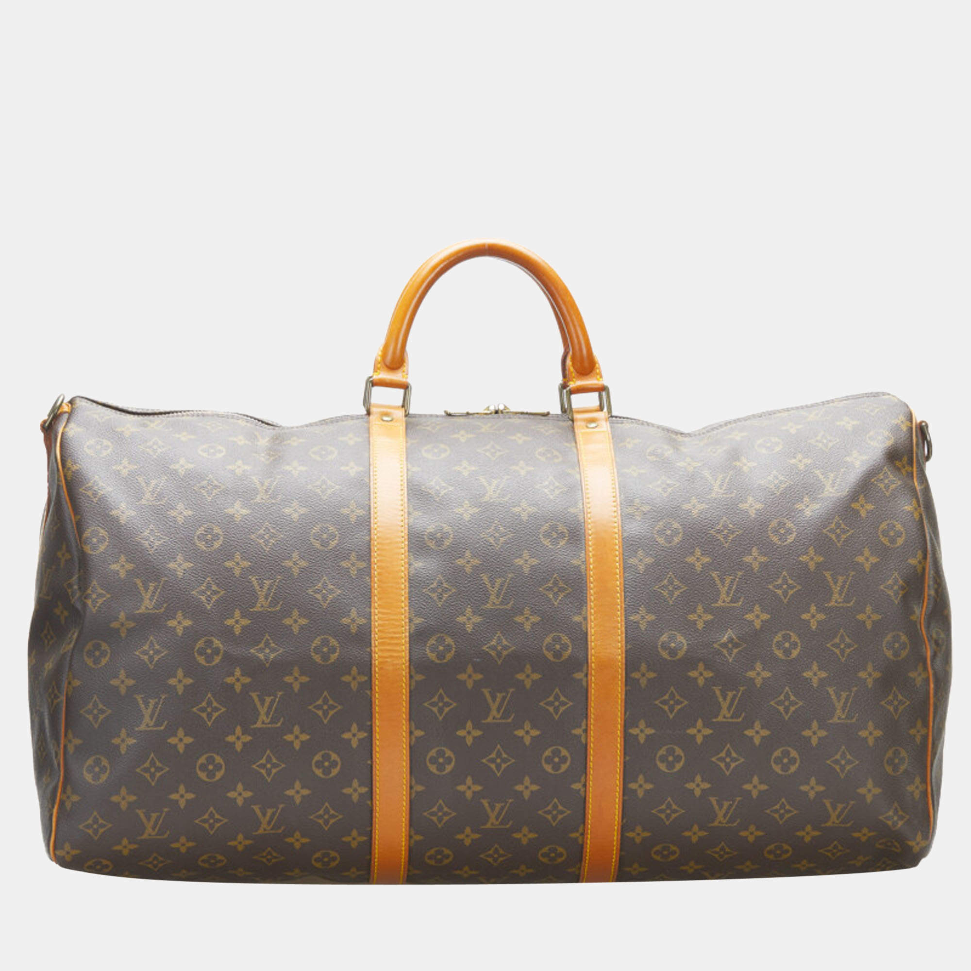 Pre Owned Louis Vuitton Brown Monogram Canvas Keepall Bandouliere 60 Duffel Bag