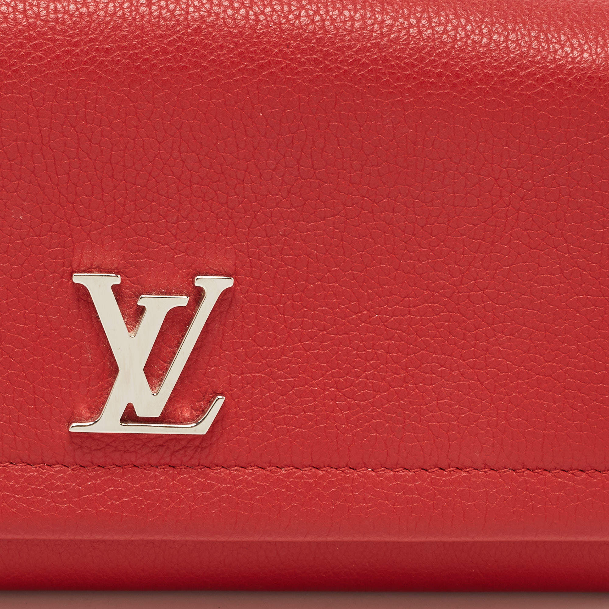 Louis Vuitton Lockme II Small Compact Calfskin Leather Wallet Red