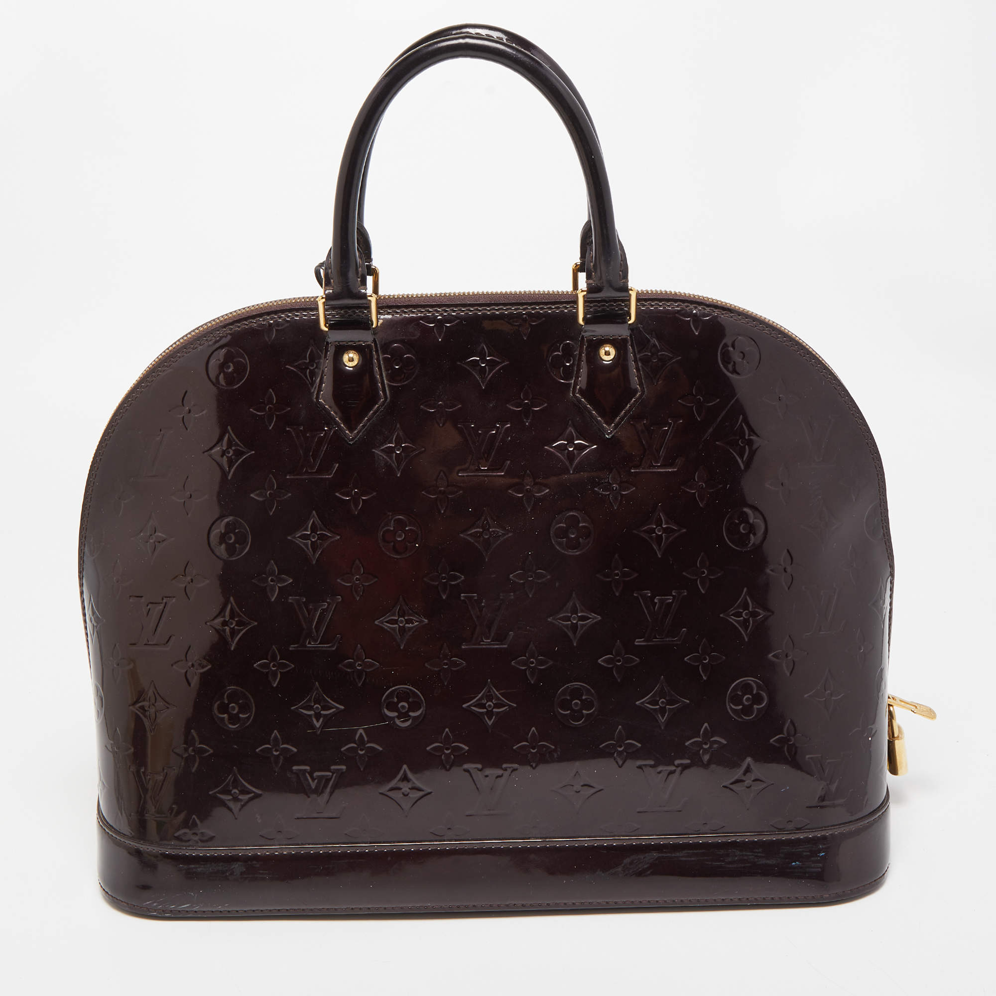 Pre Owned Louis Vuitton Amarante Monogram Vernis Alma GM Bag