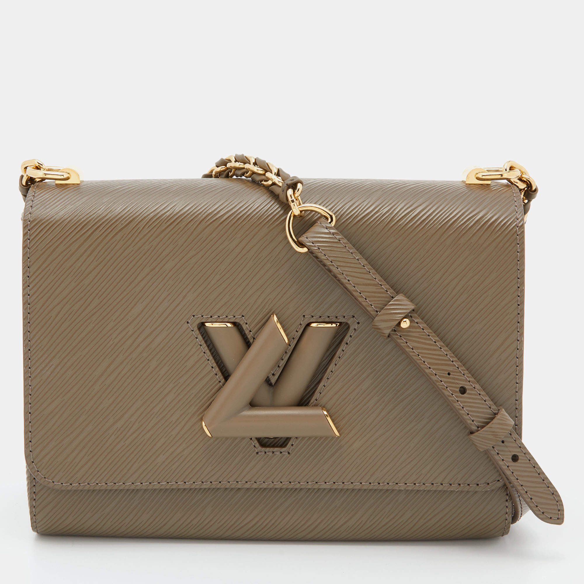 Pre Owned Louis Vuitton Khaki Epi Leather Twist MM Bag