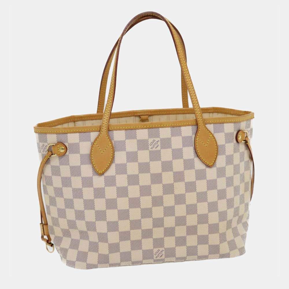 Louis Vuitton Azur Damier Color white Tote Bag shoulder from japan used