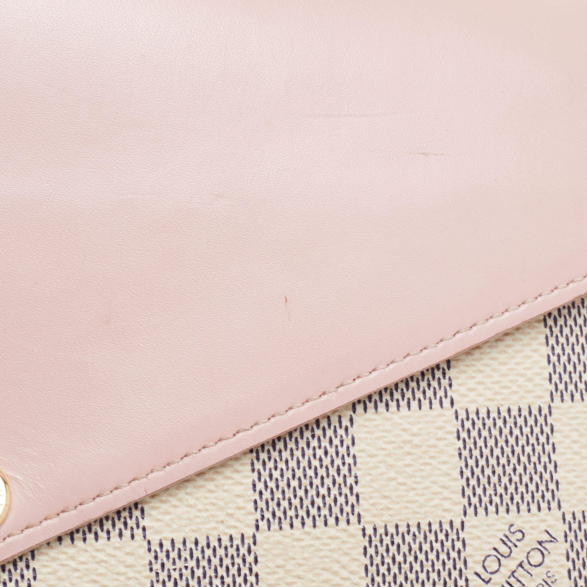 Louis Vuitton Pink Leather And Damier Azur Canvas Felicie Pochette
