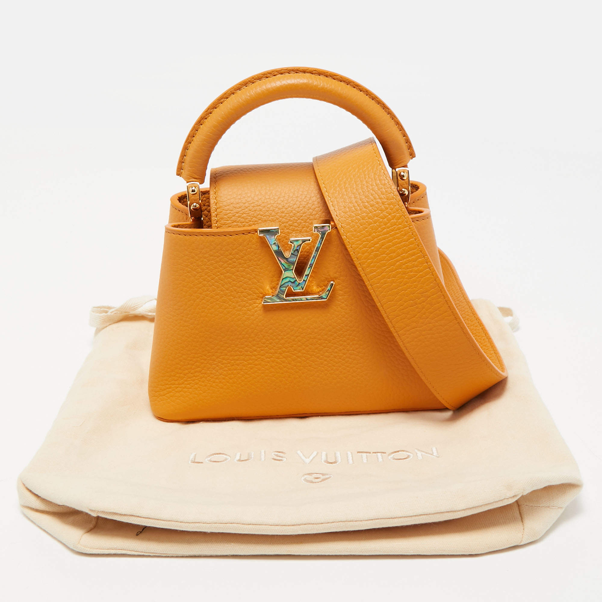 Louis Vuitton Safran Yellow Leather Mini Capucines Bag Louis
