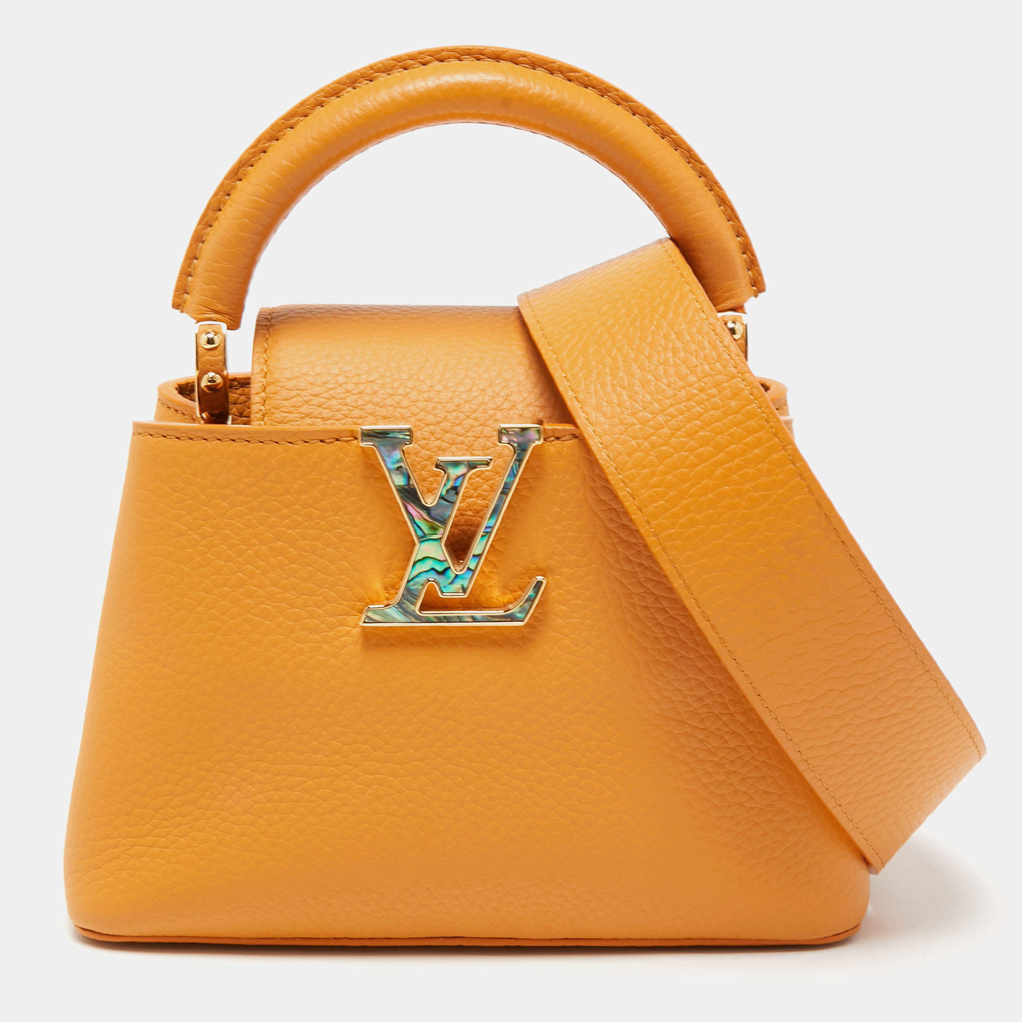 Louis Vuitton Safran Yellow Leather Mini Capucines Bag Louis