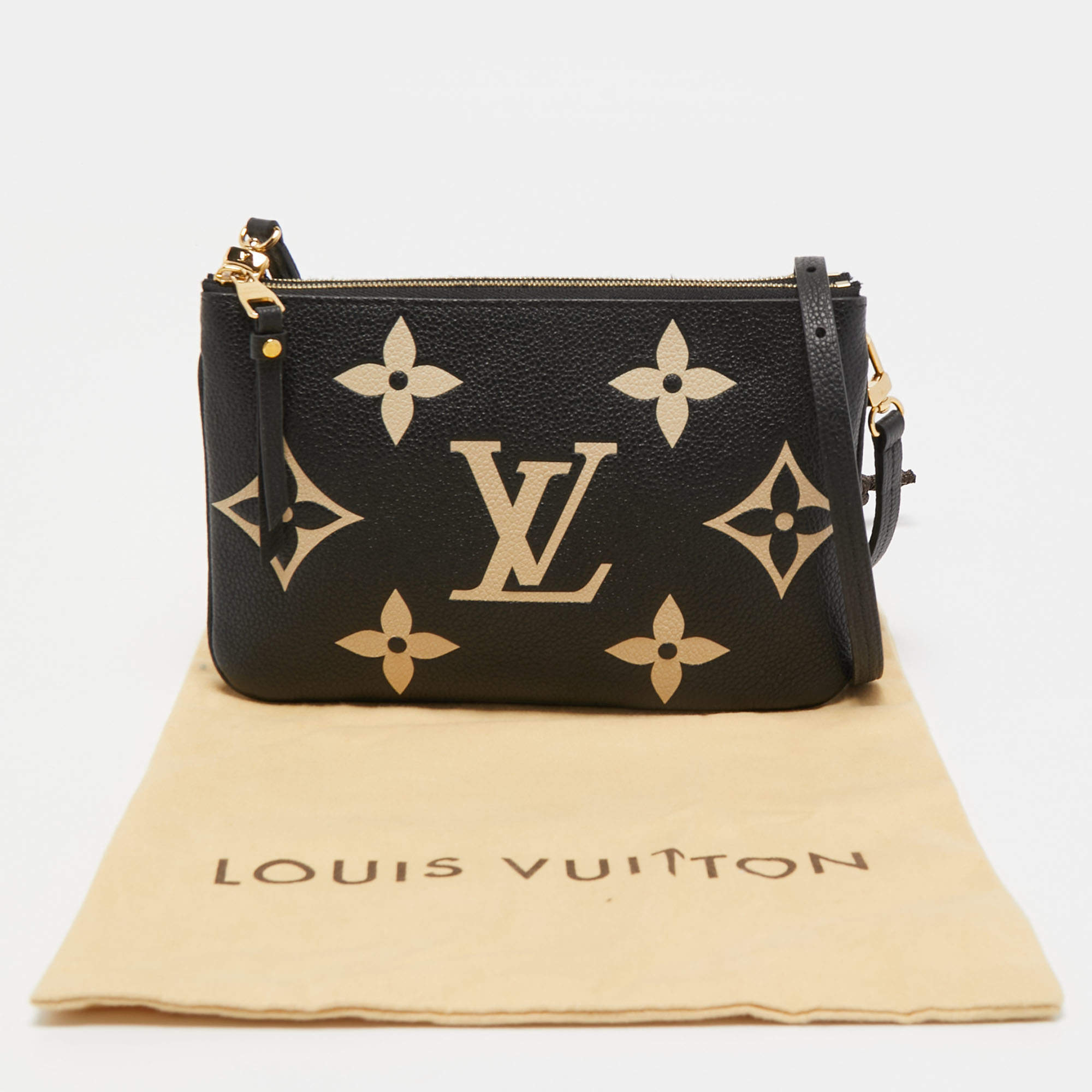 LOUIS VUITTON Double Zip Pochette Monogram Empreinte Crossbody Bag Bla