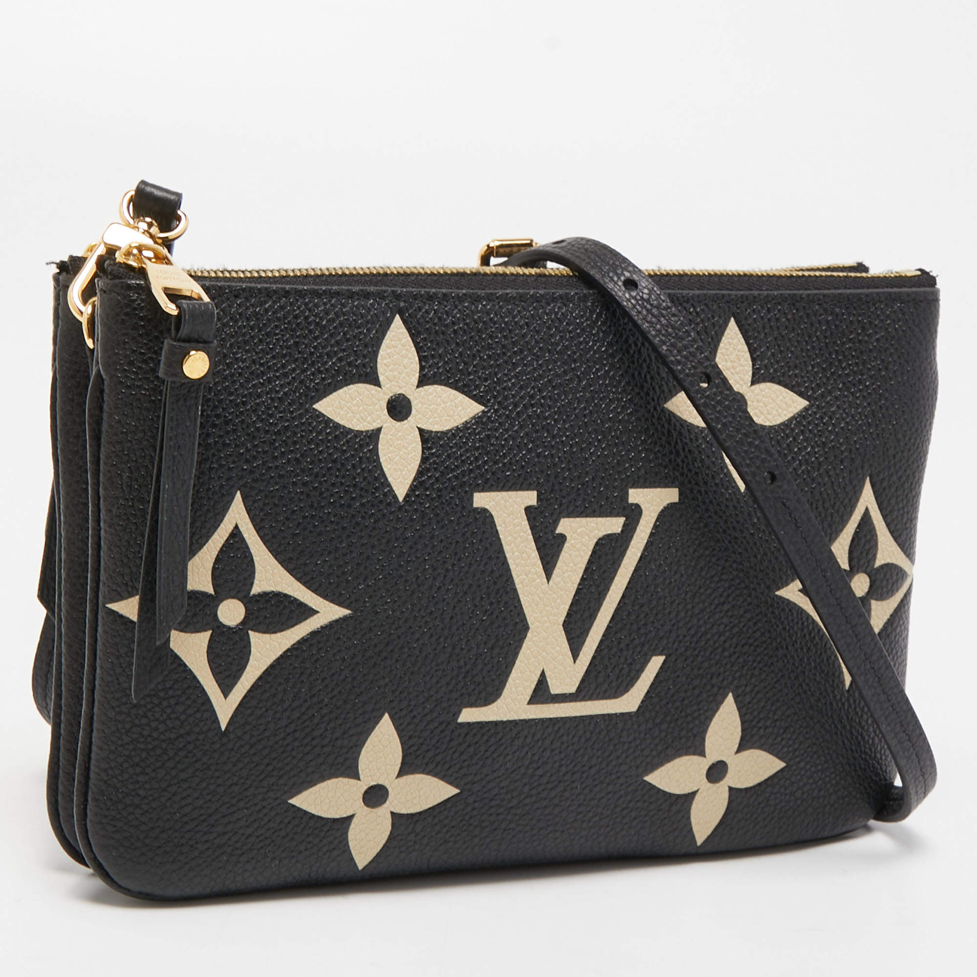 Louis Vuitton Bicolor Monogram Empreinte Leather Double Zip On Strap Pochette  Louis Vuitton