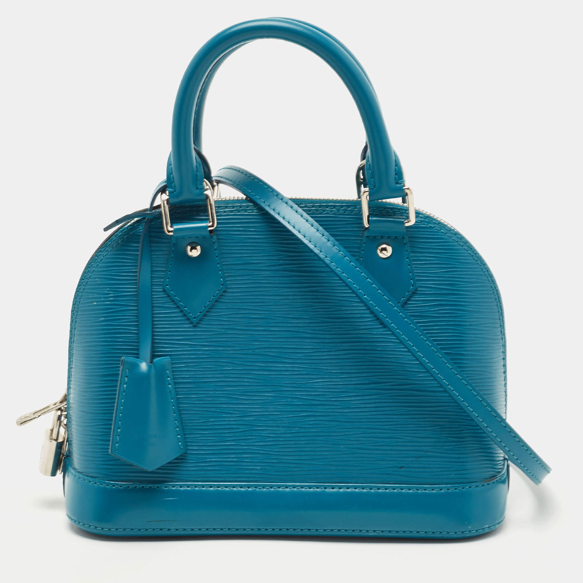 Pre Owned Louis Vuitton Cyan Epi Leather Alma BB Bag