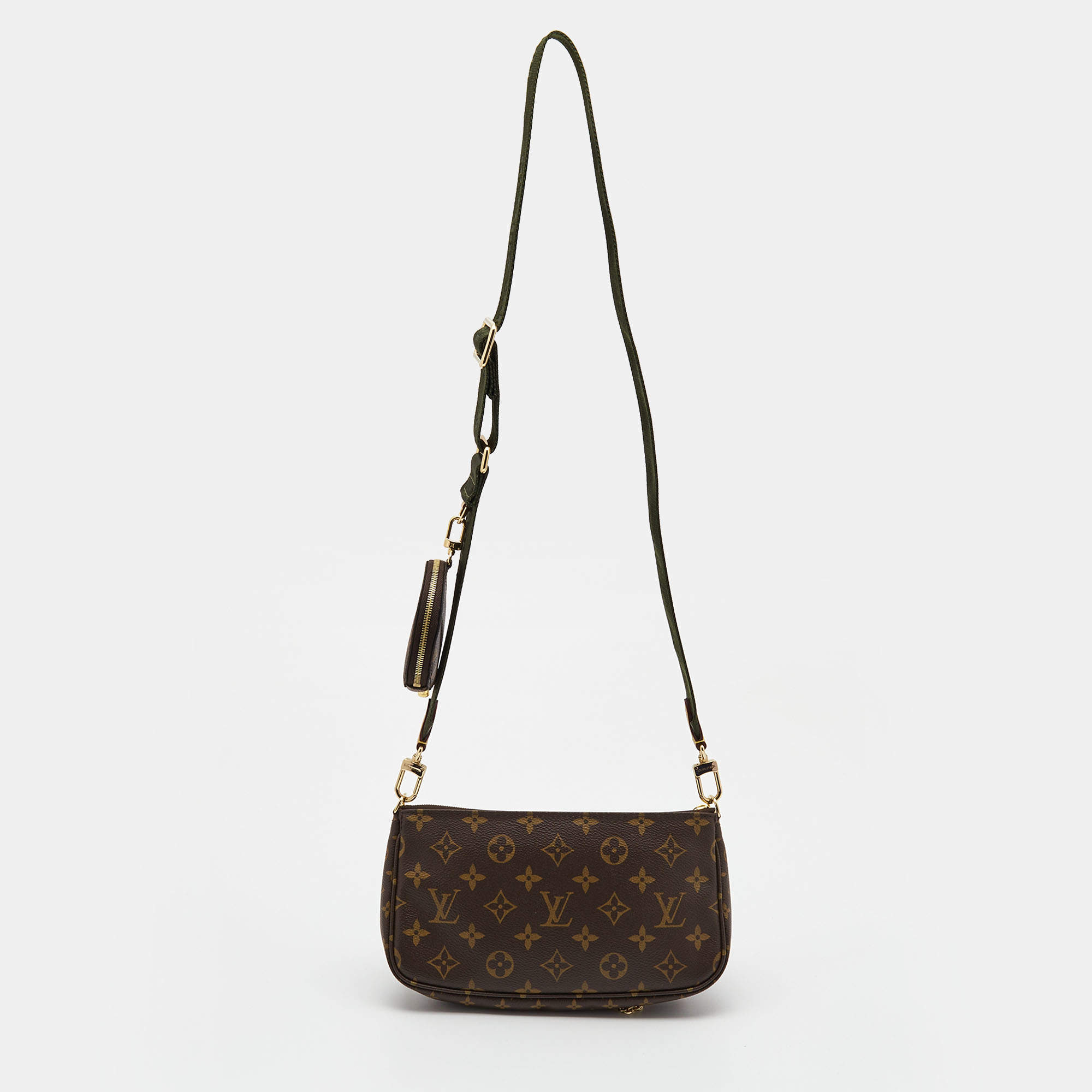 Exclusive Item ! Louis Vuitton M44813 Monogram Multi Pochette Accessories - Khaki Strap - The Attic Place