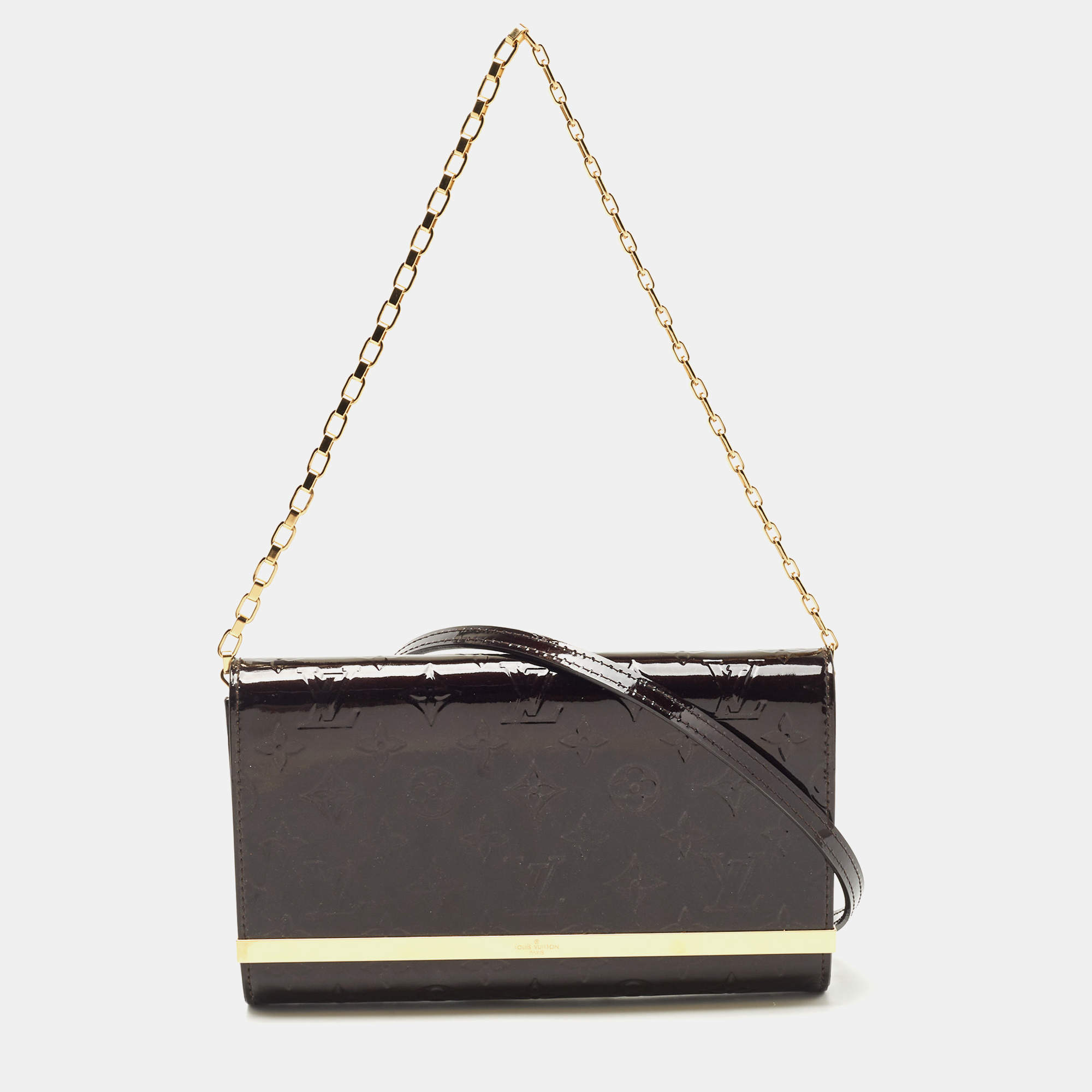 Louis Vuitton Amarante Monogram Vernis Ana Clutch Bag Authentic