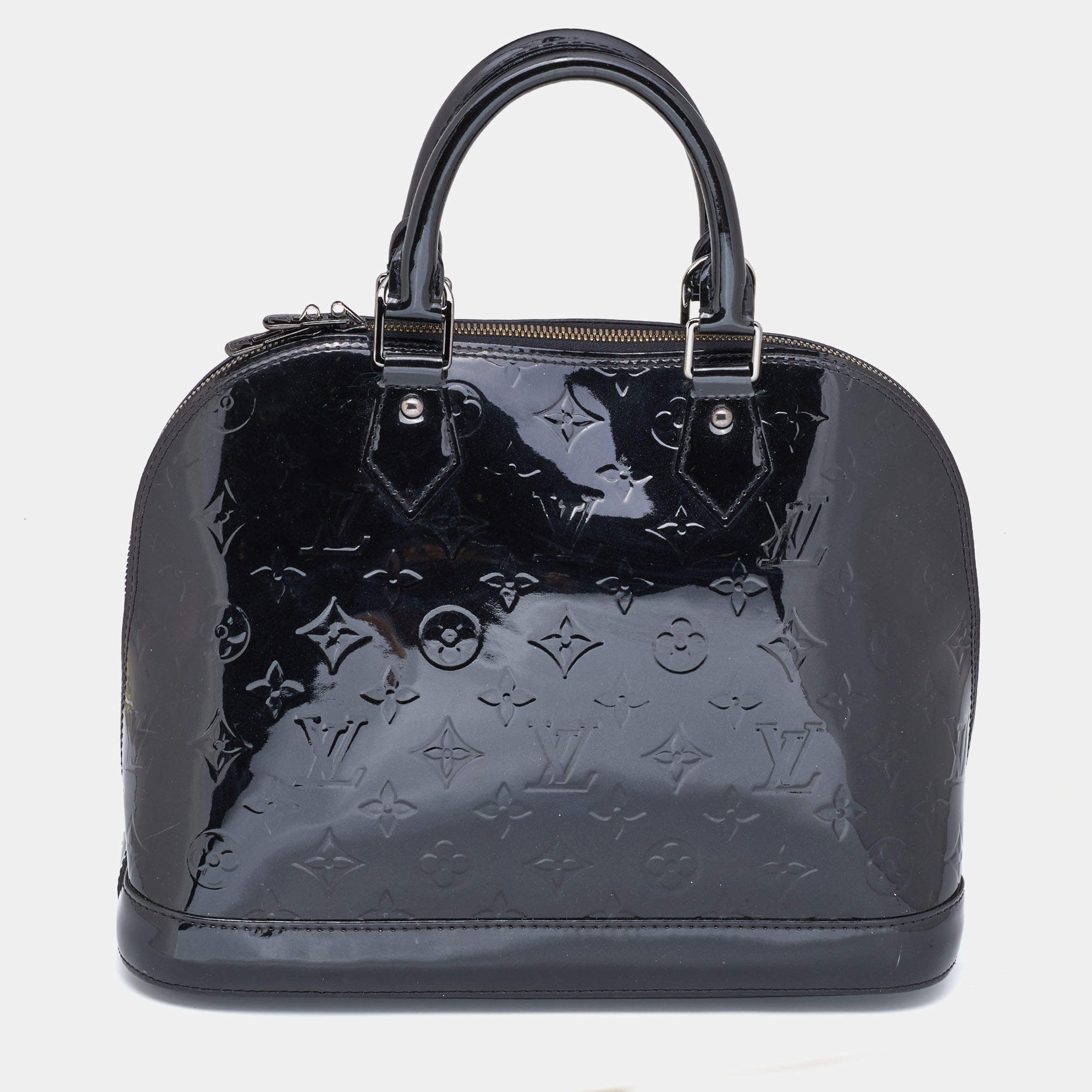 Pre Owned Louis Vuitton Black Magnetique Monogram Vernis Alma PM Bag