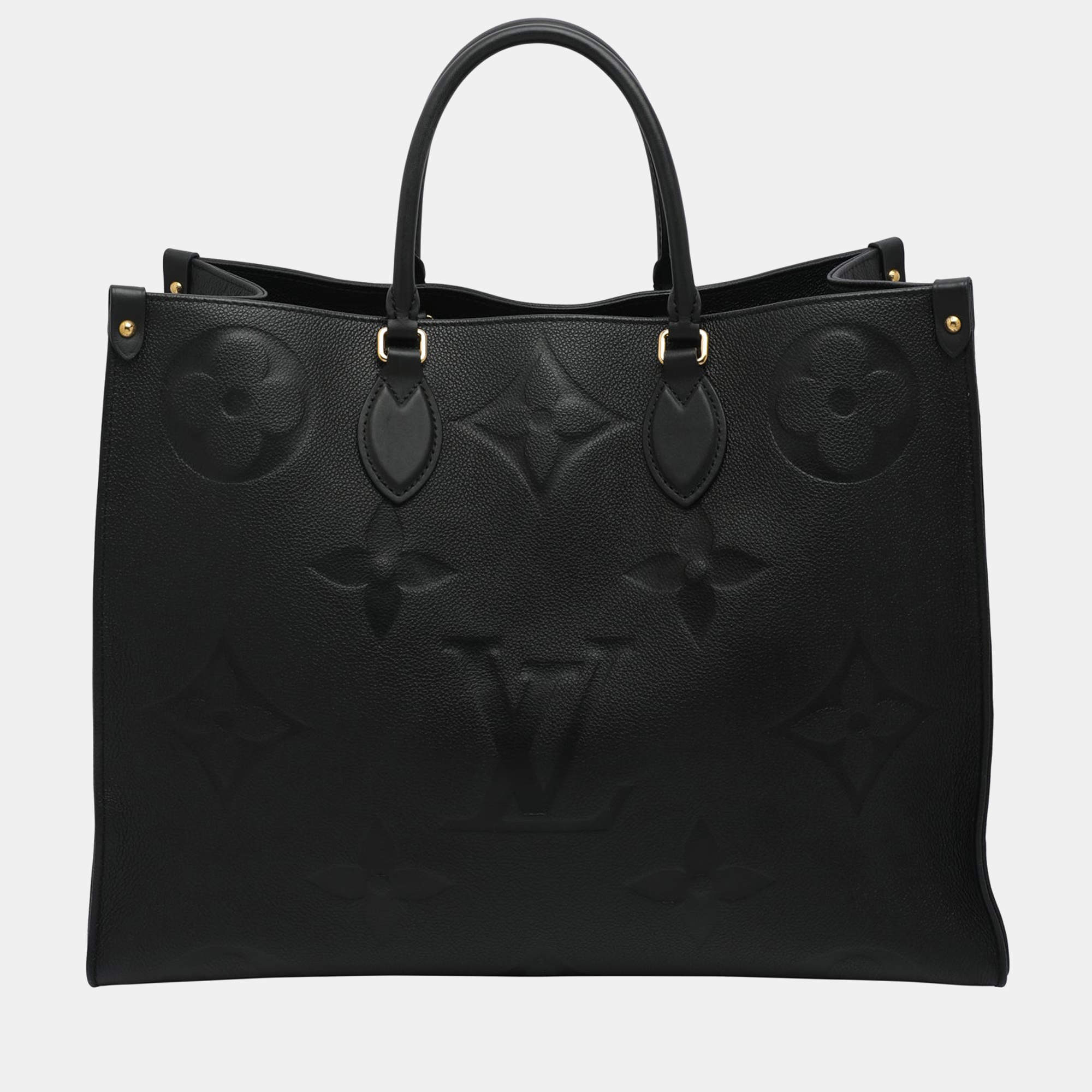 Pre Owned Louis Vuitton Black Monogram Empreinte Leather On The Go GM Bag