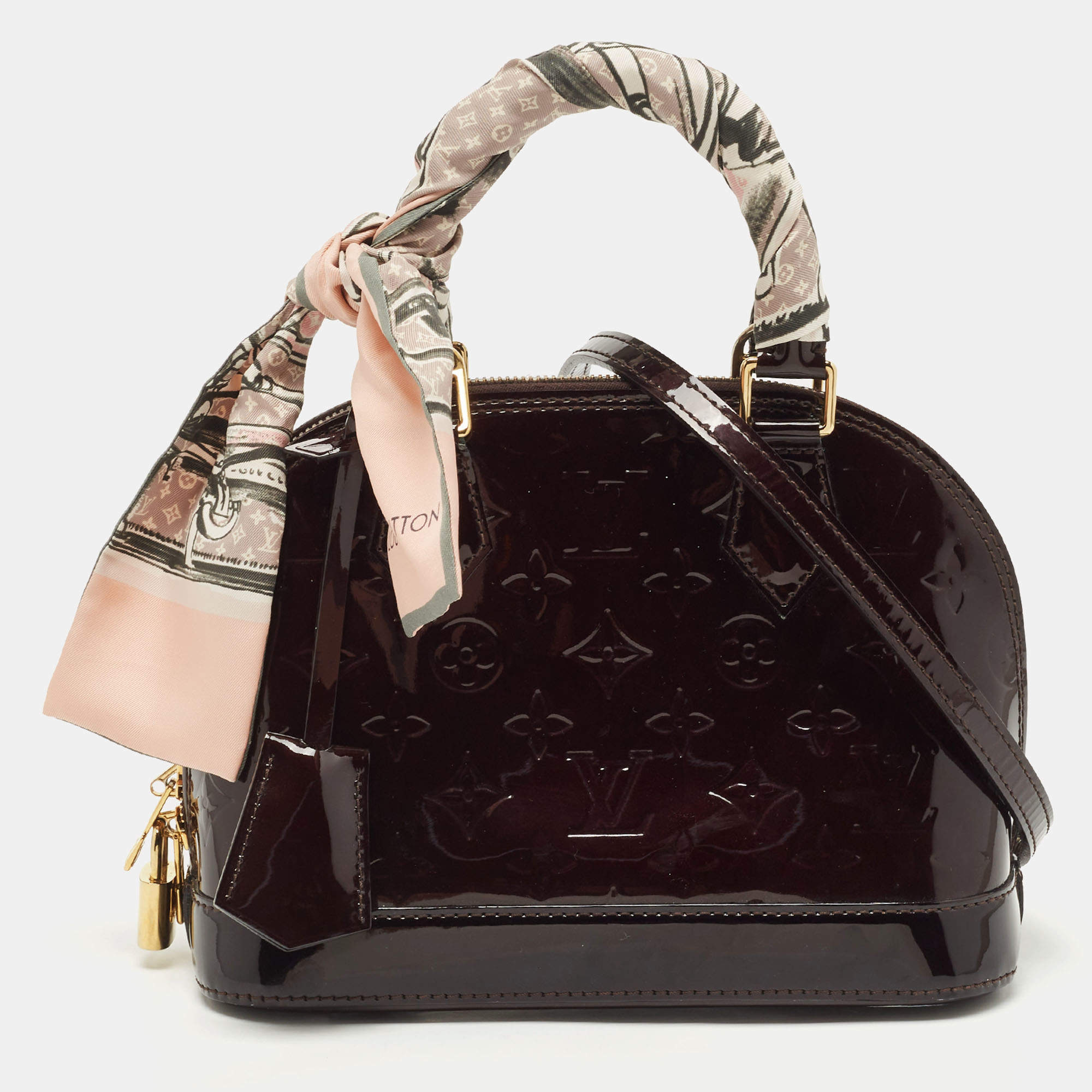 Pre Owned Louis Vuitton Amarante Monogram Vernis Alma BB Bag
