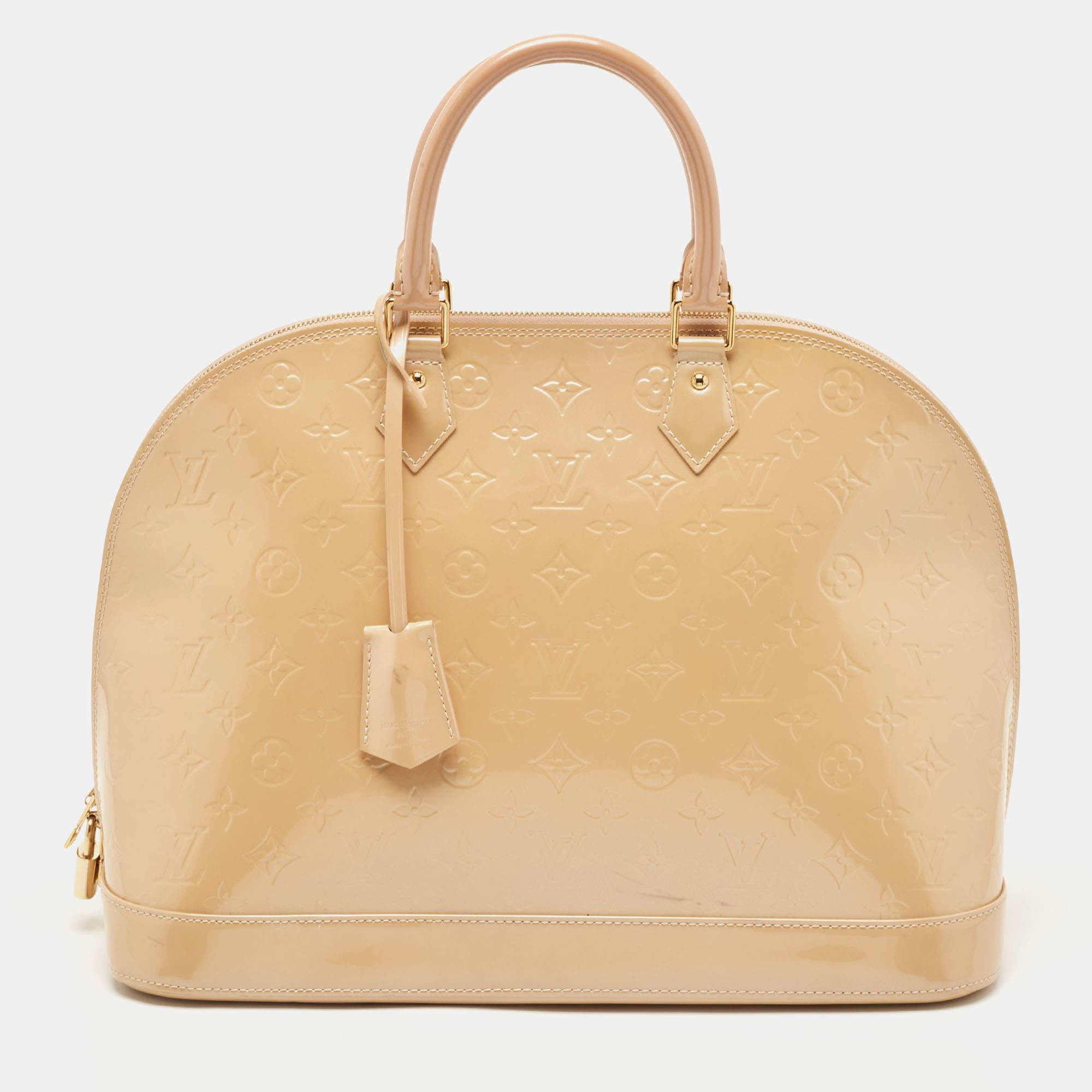 Pre Owned Louis Vuitton Rose Florentine Monogram Vernis Alma GM Bag