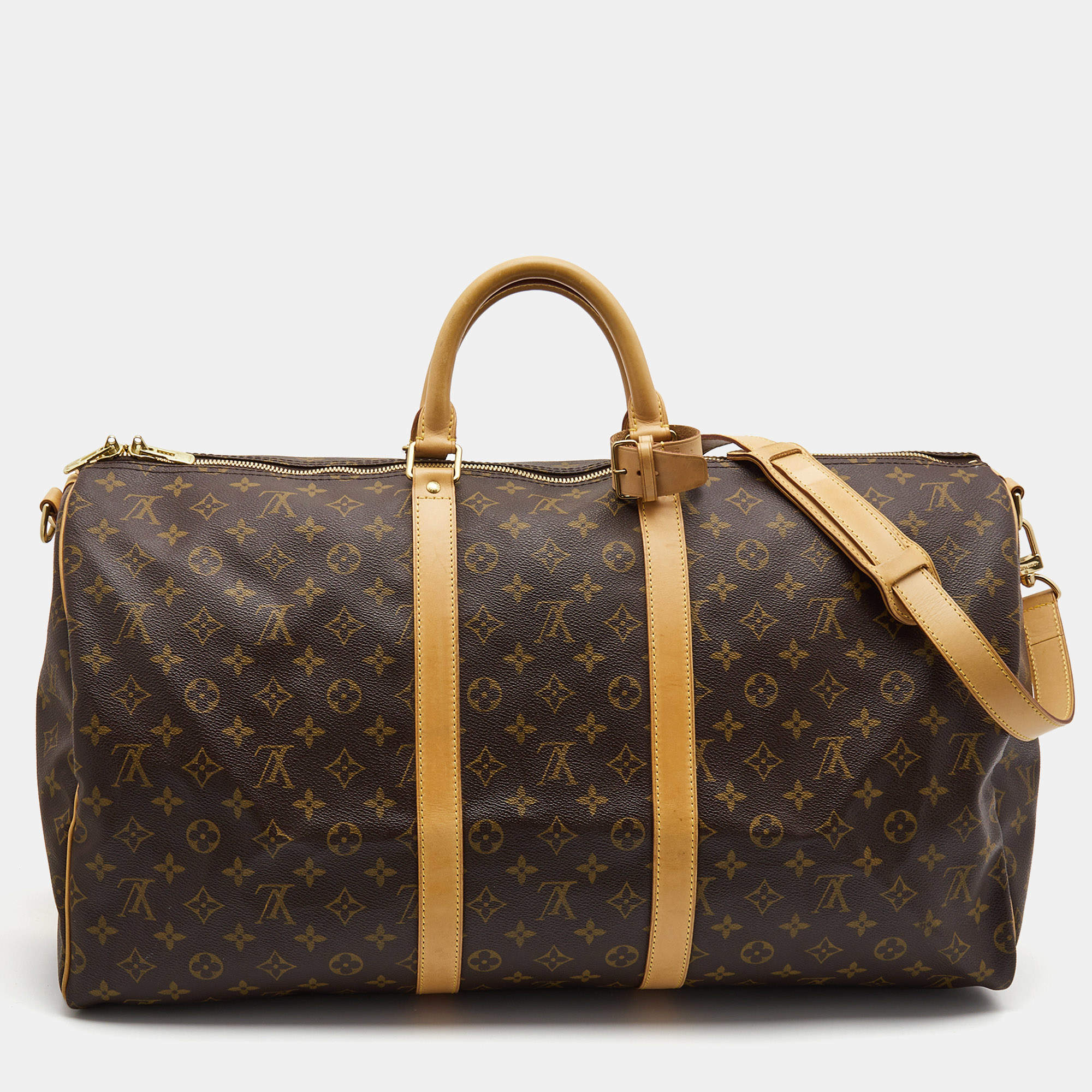 Pre Owned Louis Vuitton Monogram Canvas Keepall Bandouliere 55 Bag