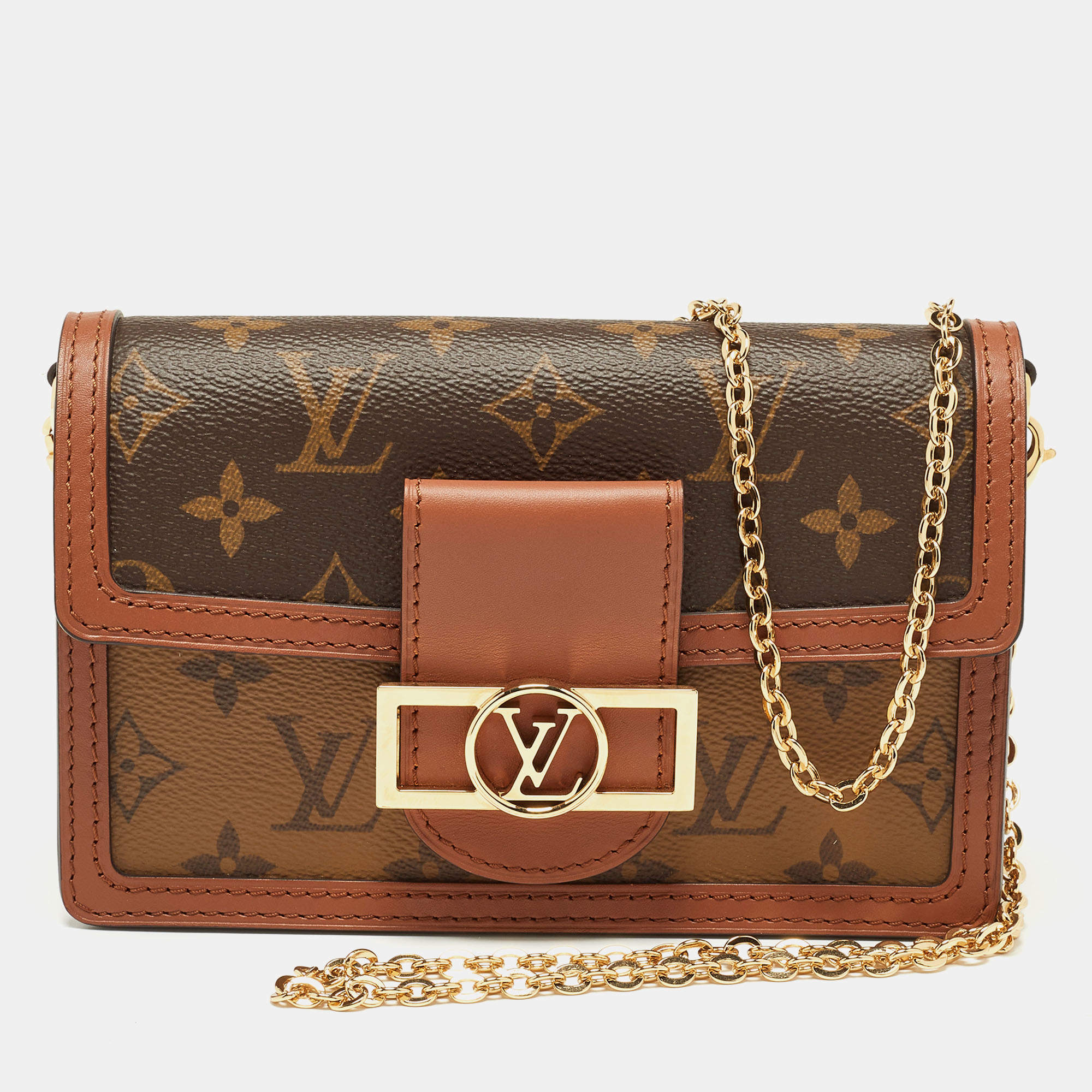 Louis Vuitton Monogram Reverse Canvas Wallet On Chain Dauphine Bag