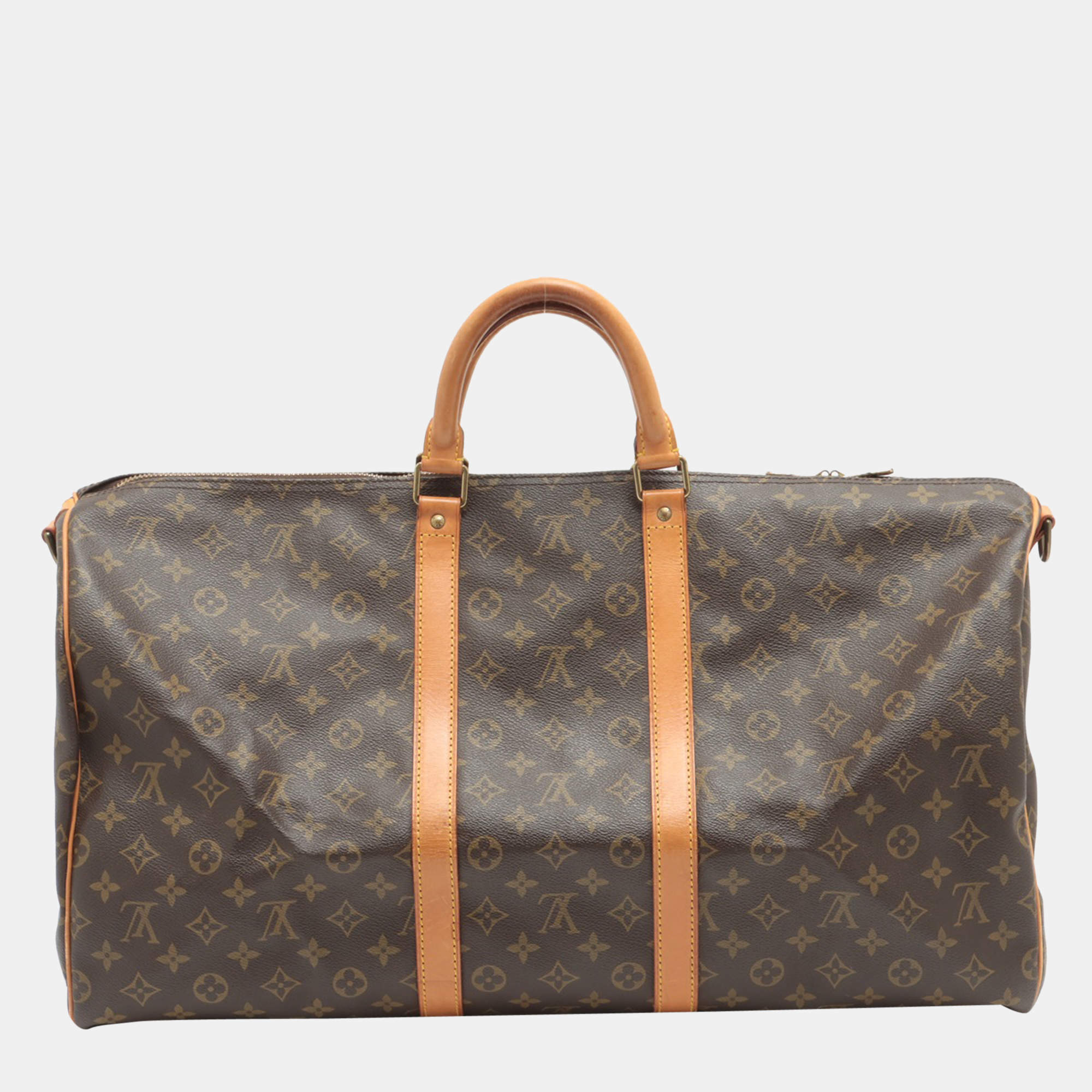 Louis Vuitton Brown Canvas Monogram Keepall 55 Duffel Bag