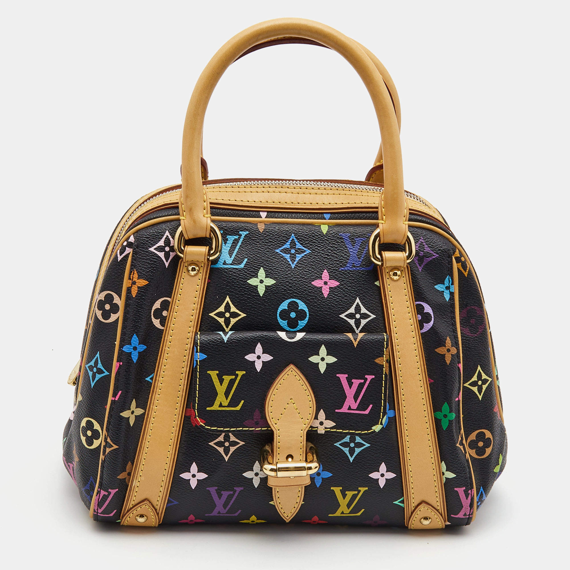 Pre Owned Louis Vuitton Black Monogram Multicolore Canvas Priscilla Bag