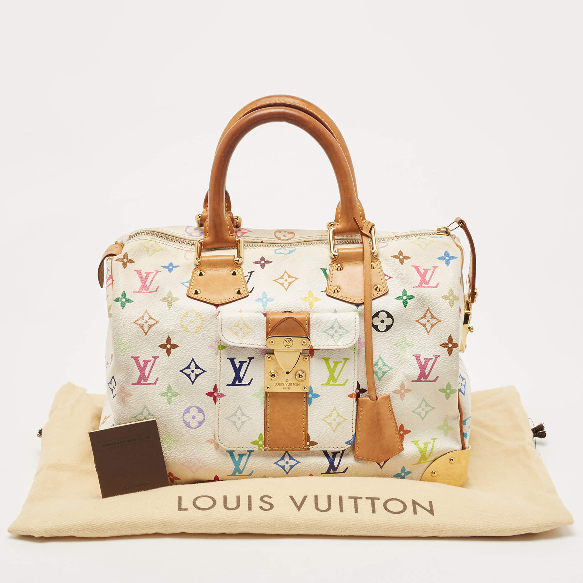 Louis Vuitton Brown Monogram Coated Canvas and Pink and White Leather V Tote Bb Gold Hardware, 2020 (Like New), Brown/Pink/White Womens Handbag
