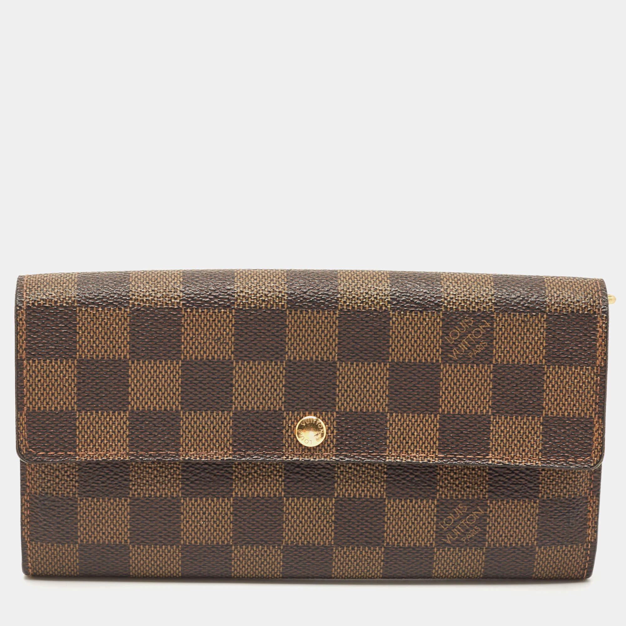 Authentic Louis Vuitton Damier Ebene Compact Zip Bifold Wallet