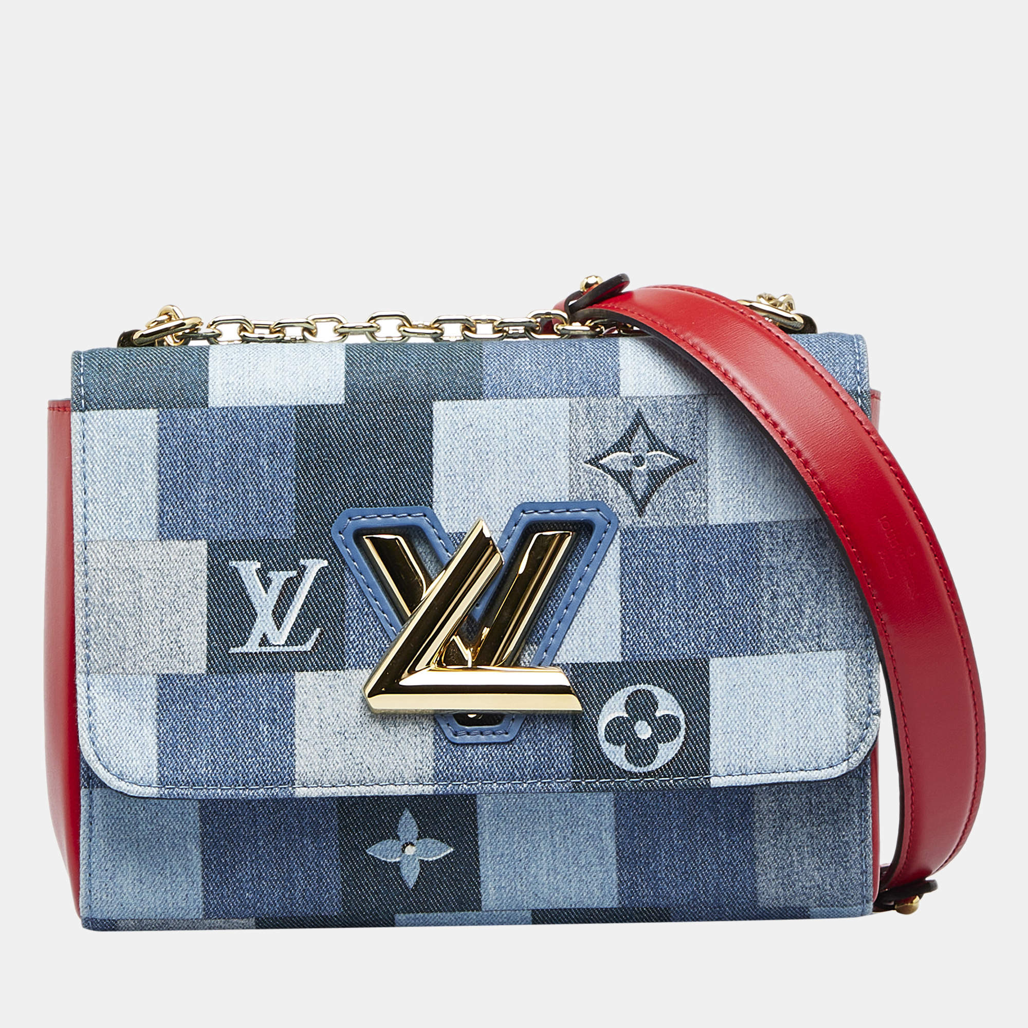 A Louis Vuitton pochette twist leather Patchwork bag. Made in