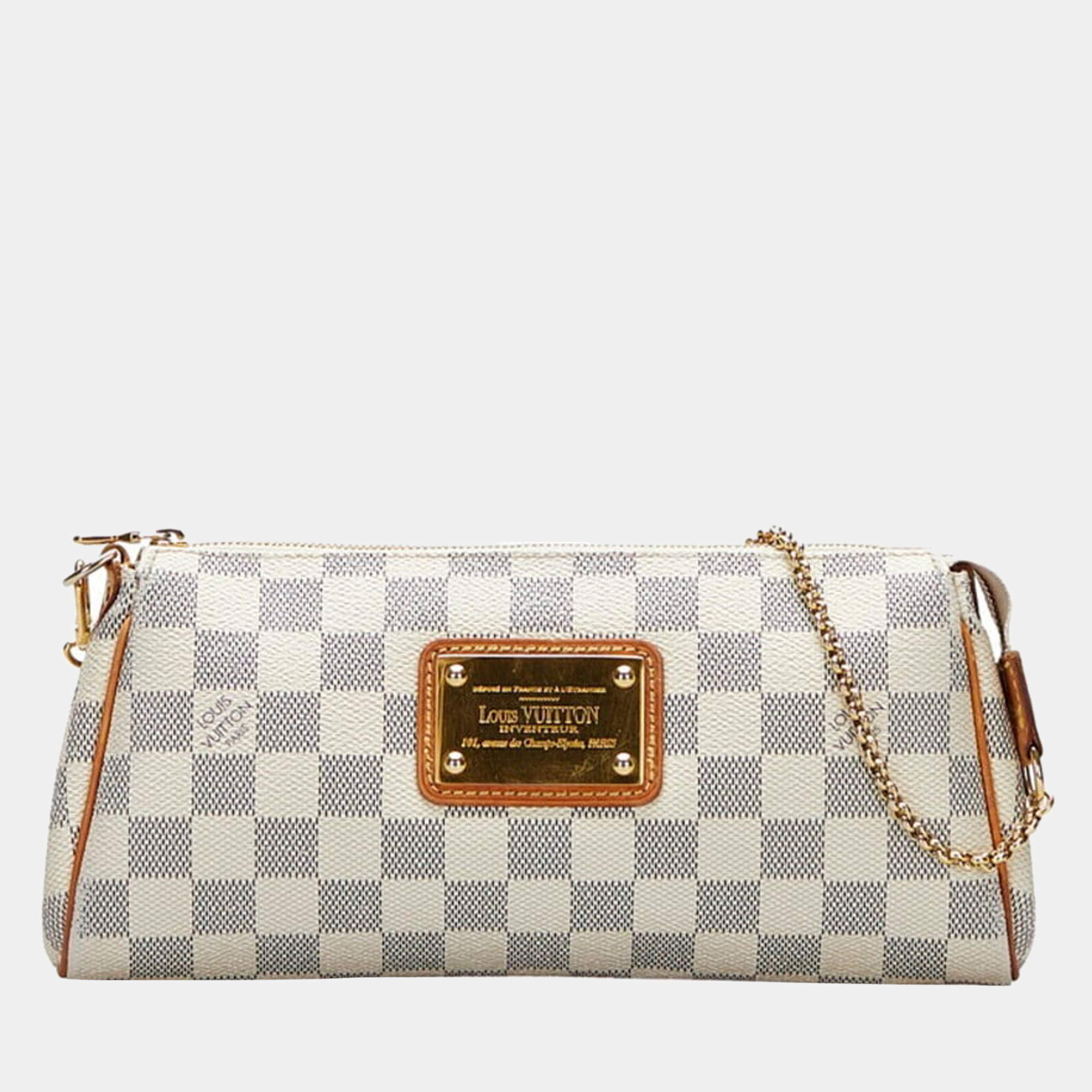 Louis Vuitton Damier Eva Purse With Gold Short Chain And Leather