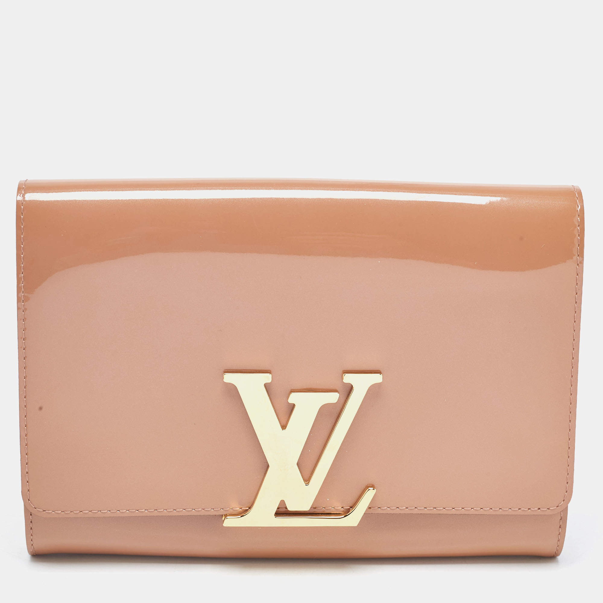 Louis Vuitton - Authenticated Louise Clutch Bag - Patent Leather Beige Plain For Woman, Very Good condition