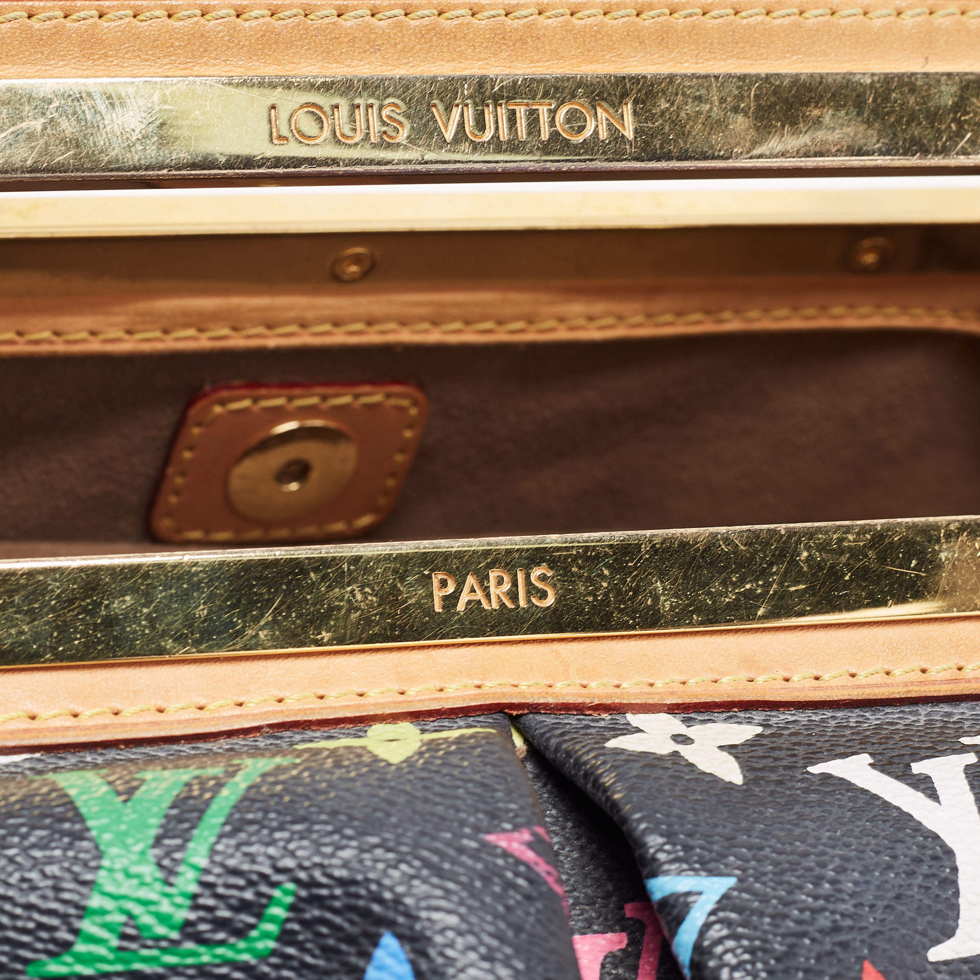 LOUIS VUITTON Monogram tweed Tweedy Shoulder Bag Patent leather