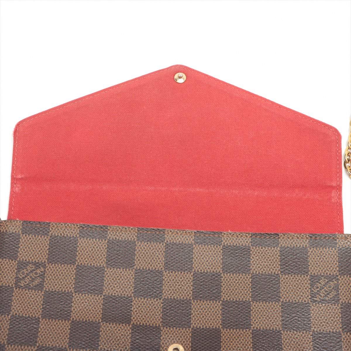 LOUIS VUITTON LOUIS VUITTON Pochette Felice Shoulder Bag N63032 Damier  canvas Brown Red Used N63032