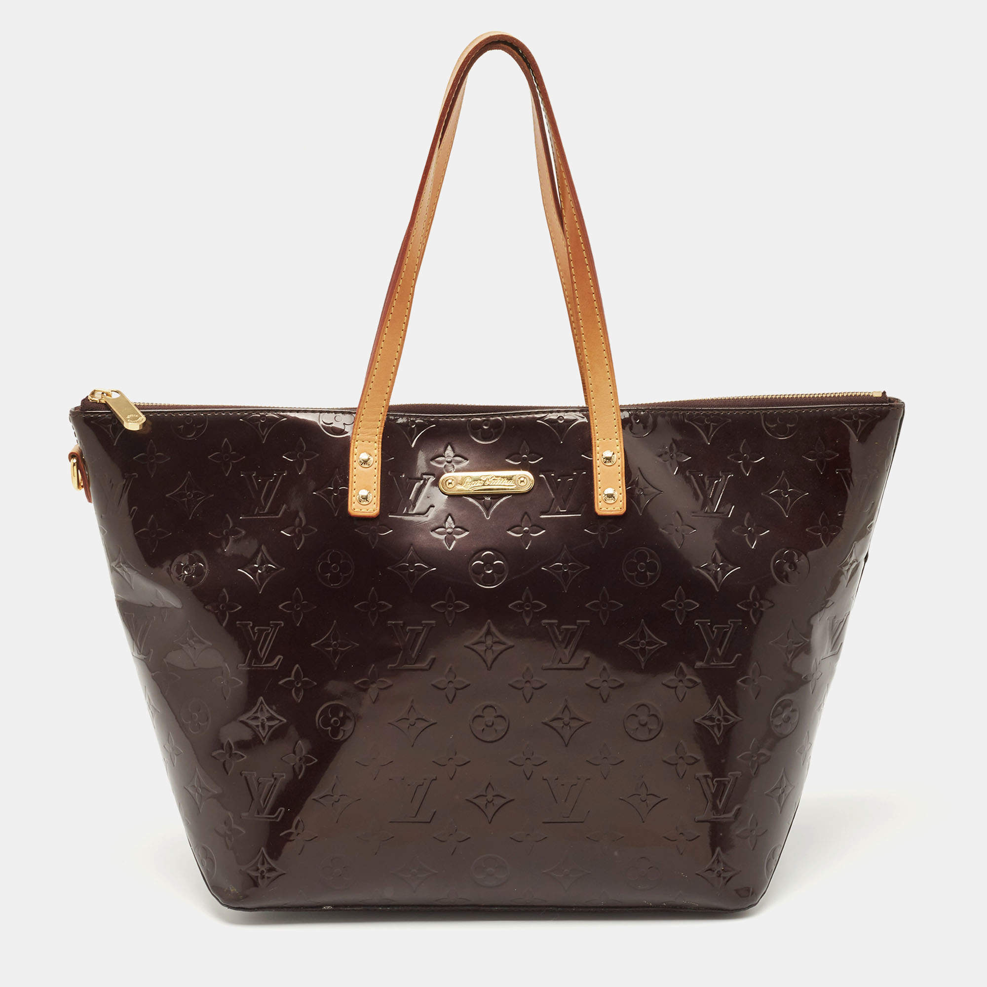 Pre Owned Louis Vuitton Amarante Monogram Vernis Bellevue GM Bag