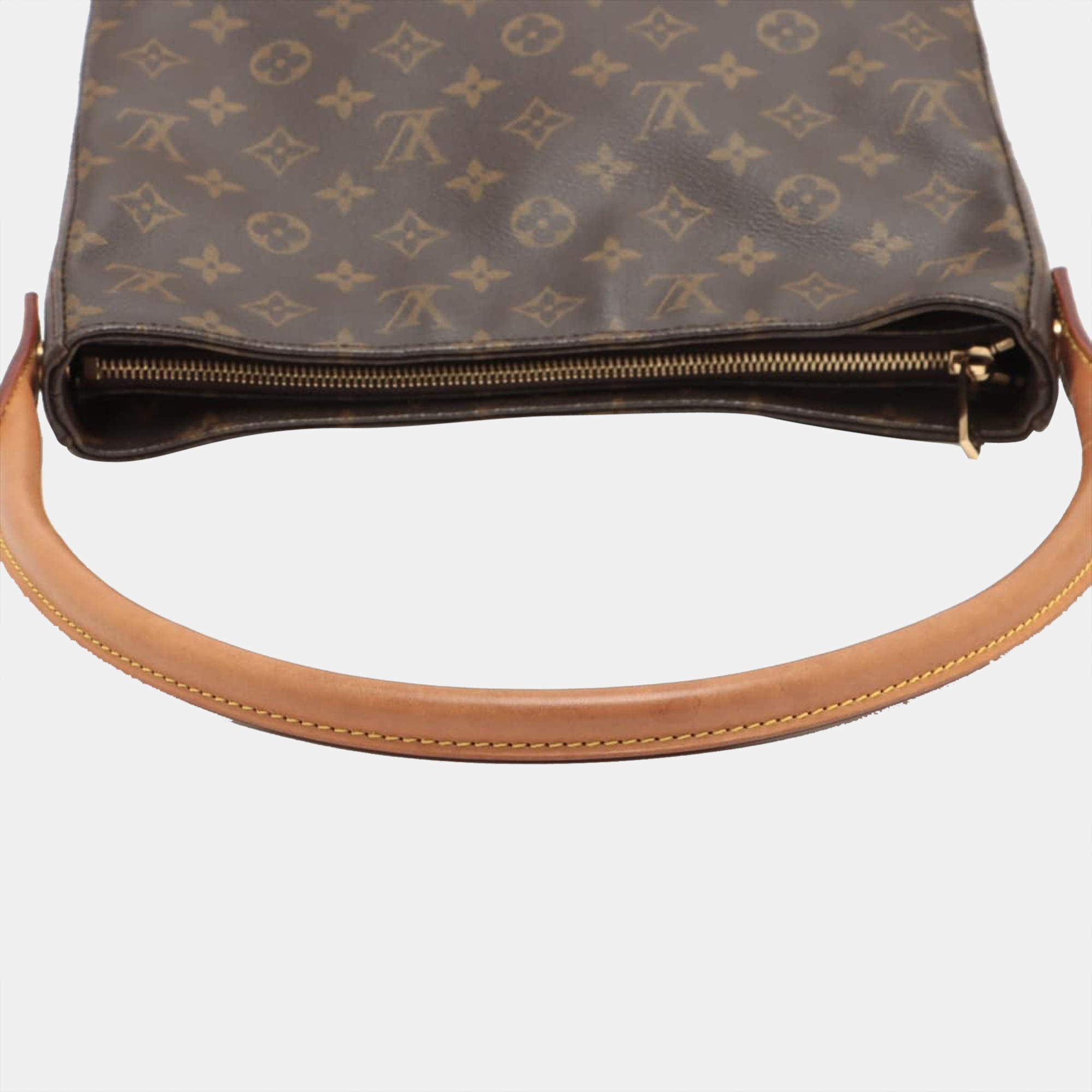 Louis Vuitton Womens Monogram Coated Canvas Looping GM M51145 Tote Bag Handbag