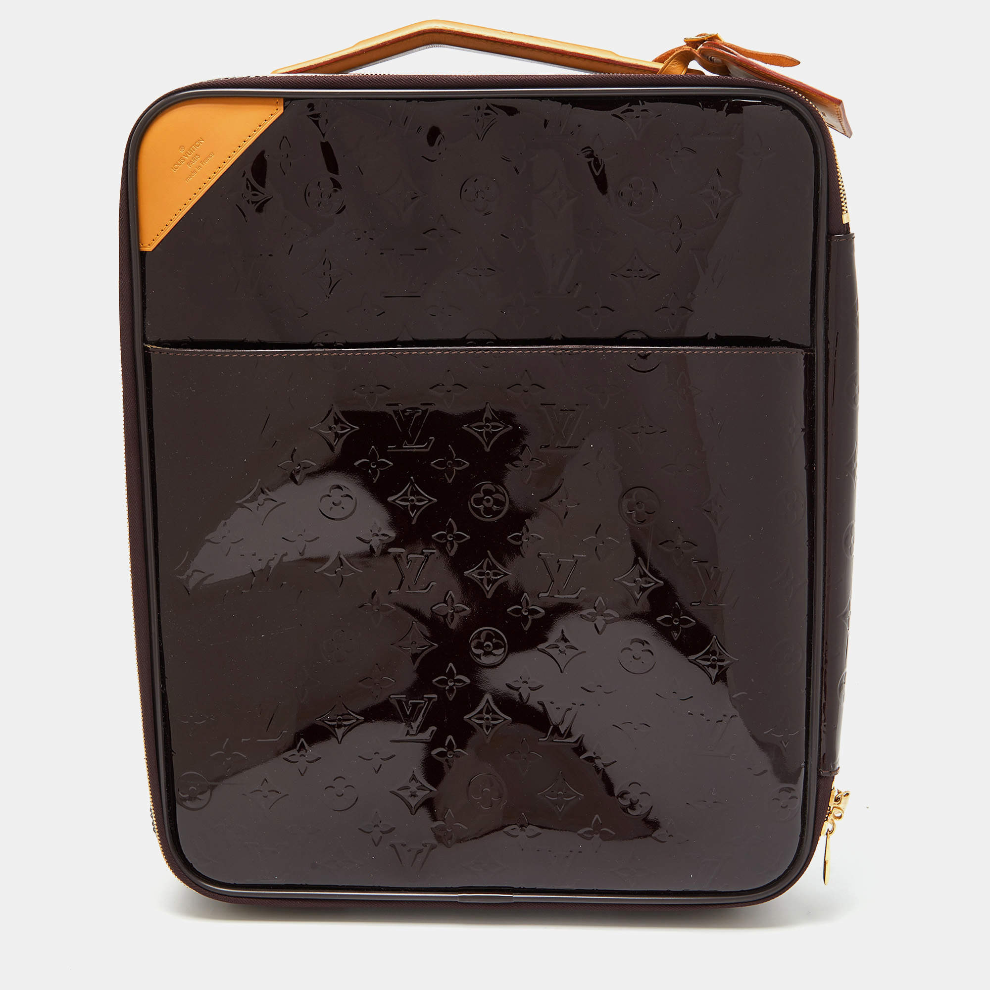 Pre Owned Louis Vuitton Amarante Monogram Vernis Pegase 45 Suitcase