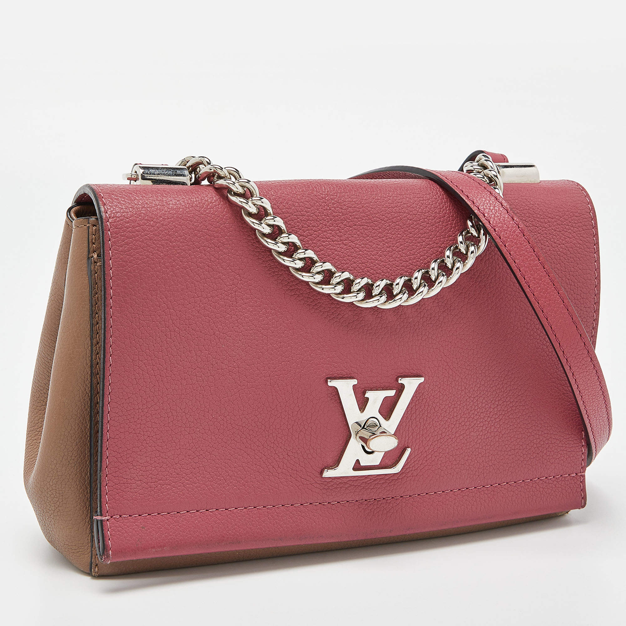 Louis Vuitton Beige/Pink Leather Lockme II BB Bag Louis Vuitton