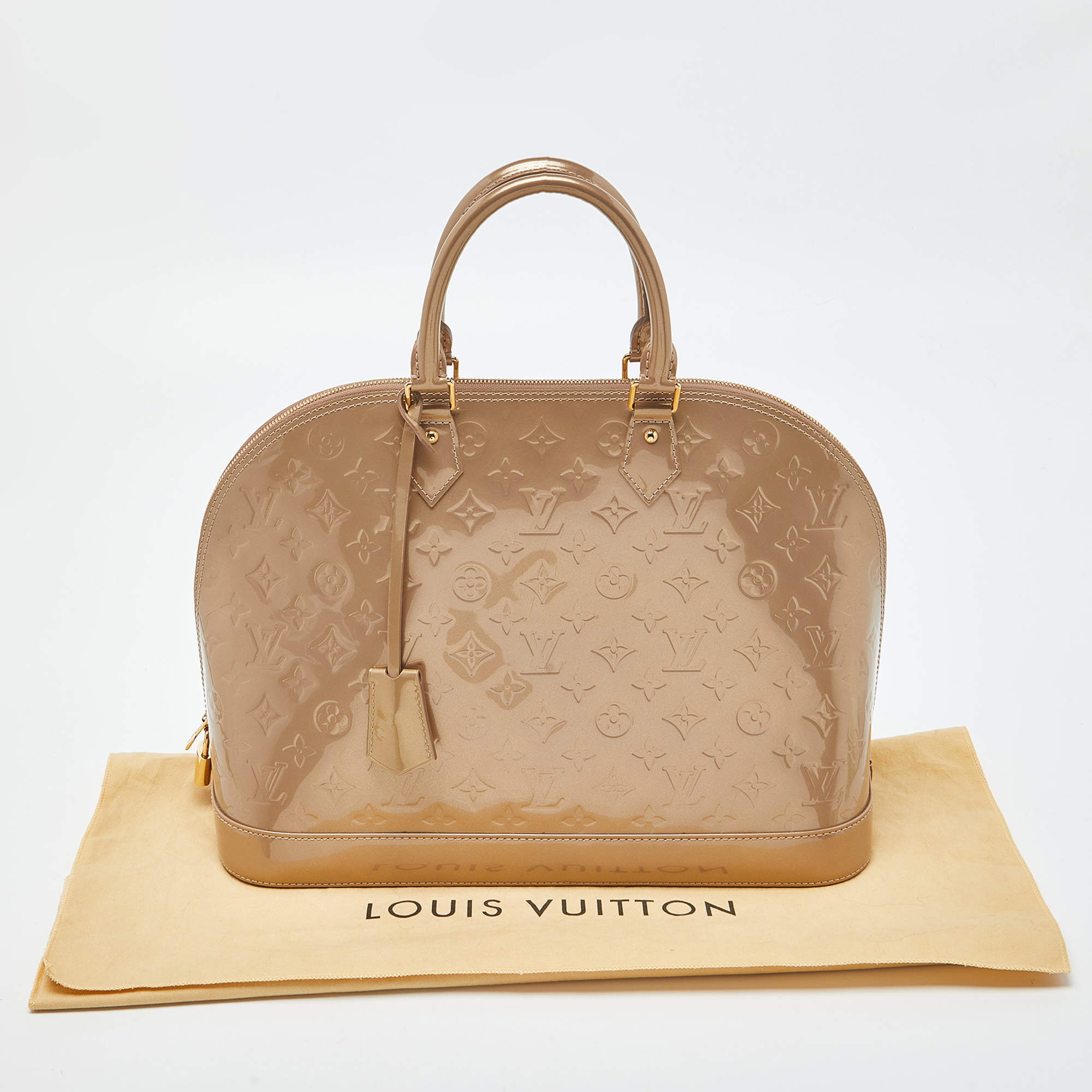 Louis Vuitton Beige Poudre Monogram Vernis Alma GM Bag Louis