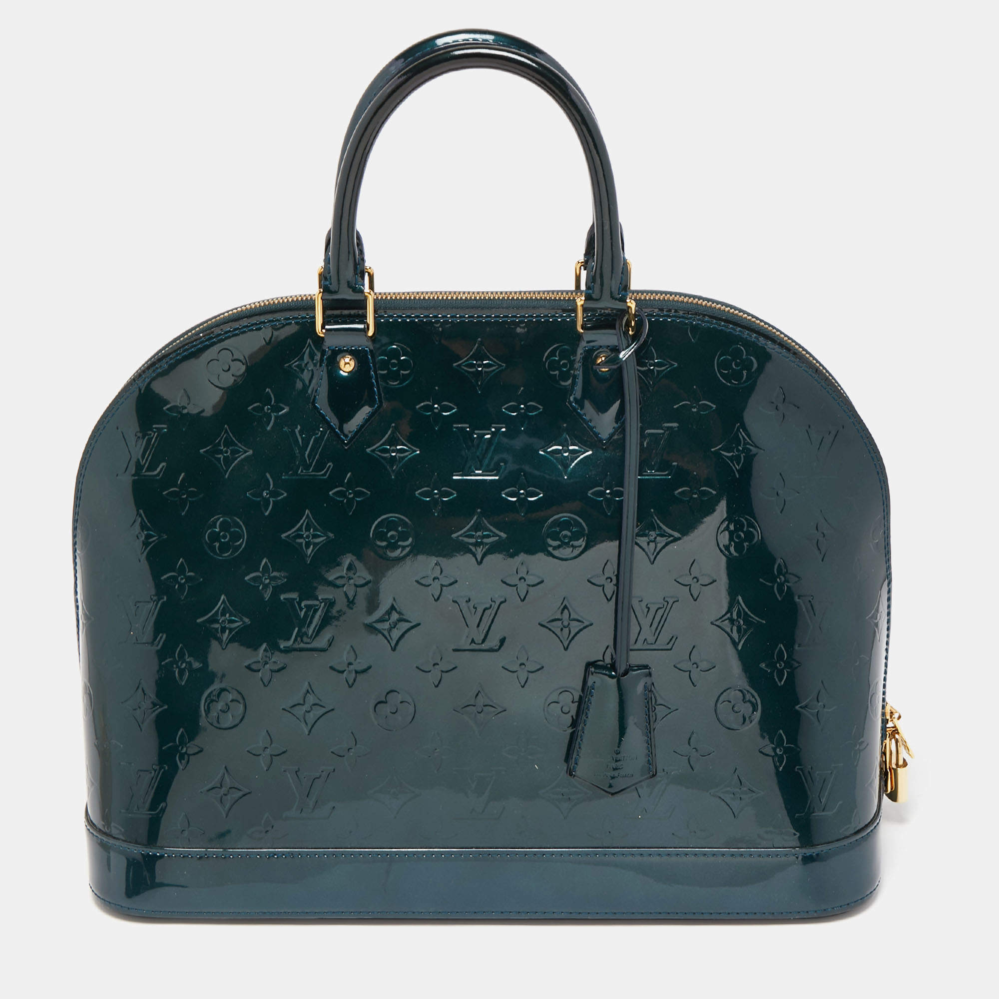 Pre Owned Louis Vuitton Green Monogram Vernis Alma GM Bag
