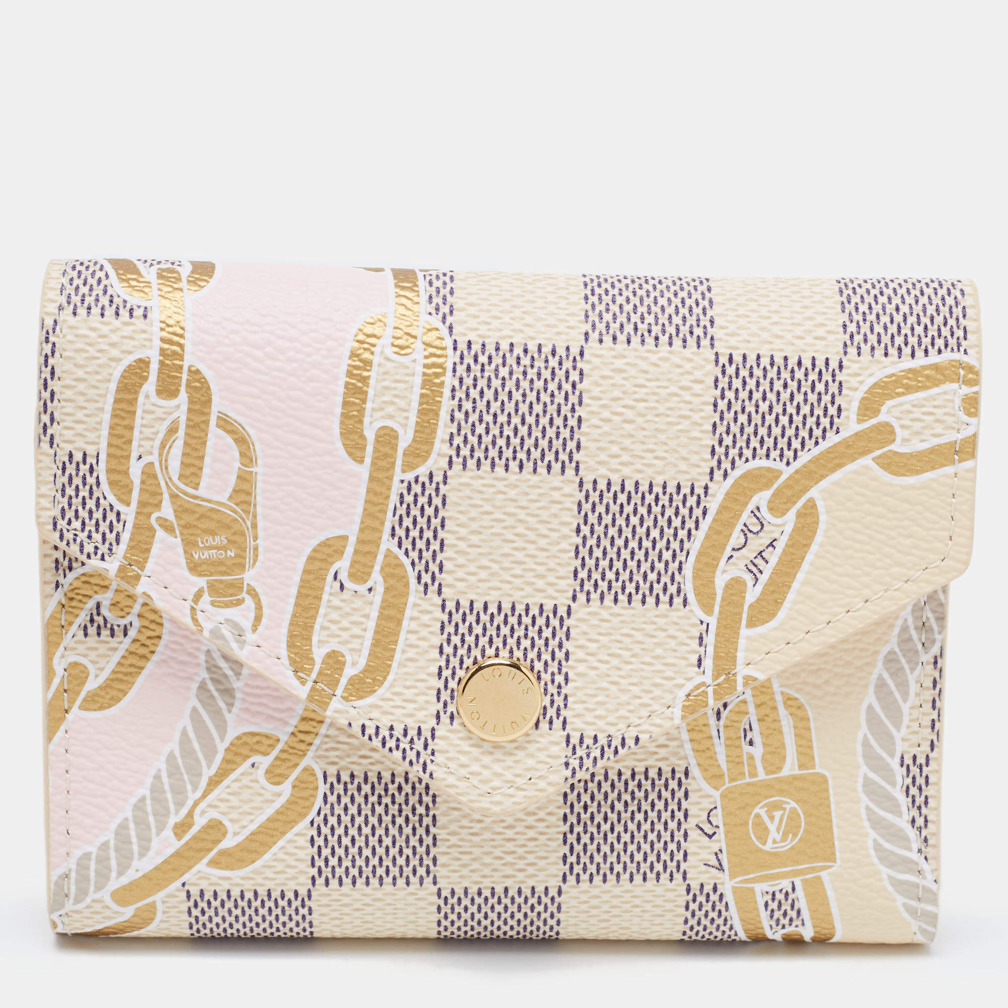 Pre Owned Louis Vuitton Damier Azur Canvas Printed Victorine Wallet