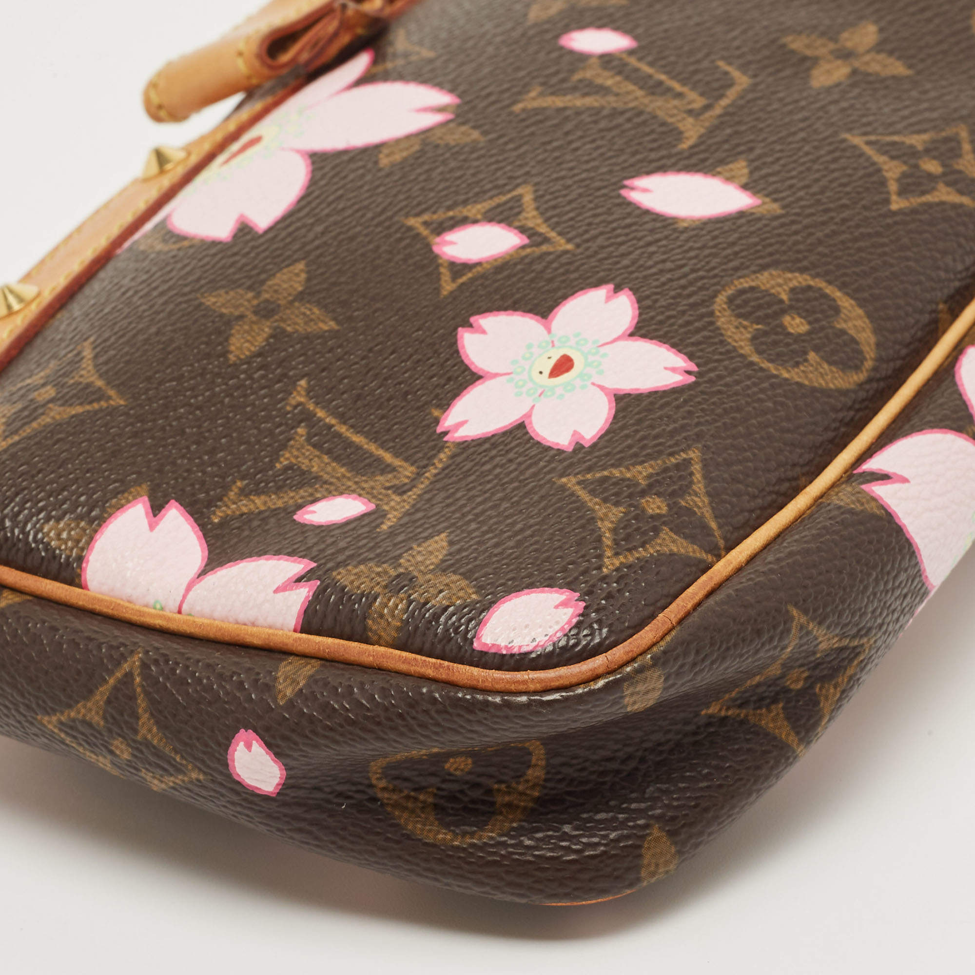 LOUIS VUITTON Monogram Cherry Blossom Pochette Accessories Brown 1287554