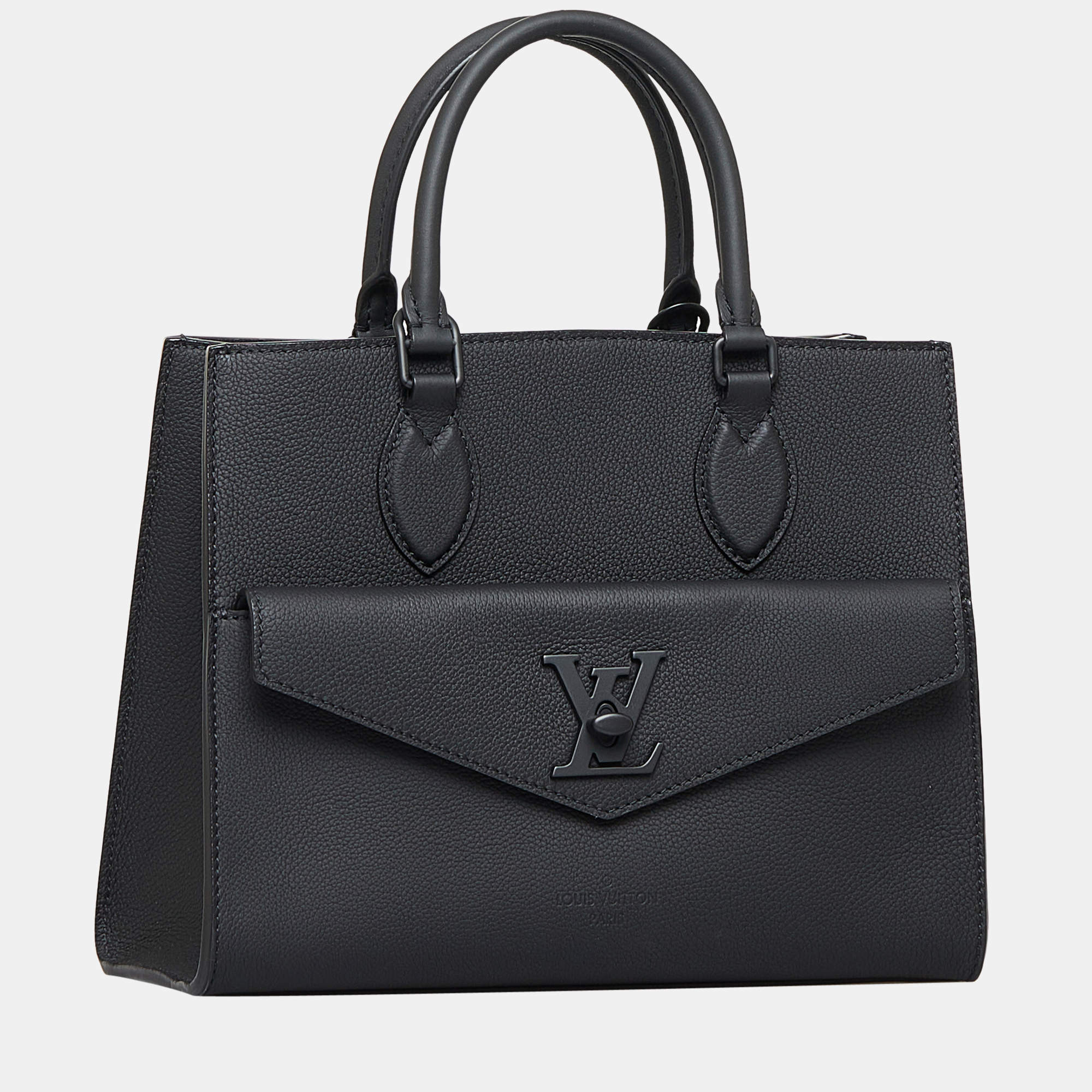 Louis Vuitton White Leather Monochrome Lockme Tote PM