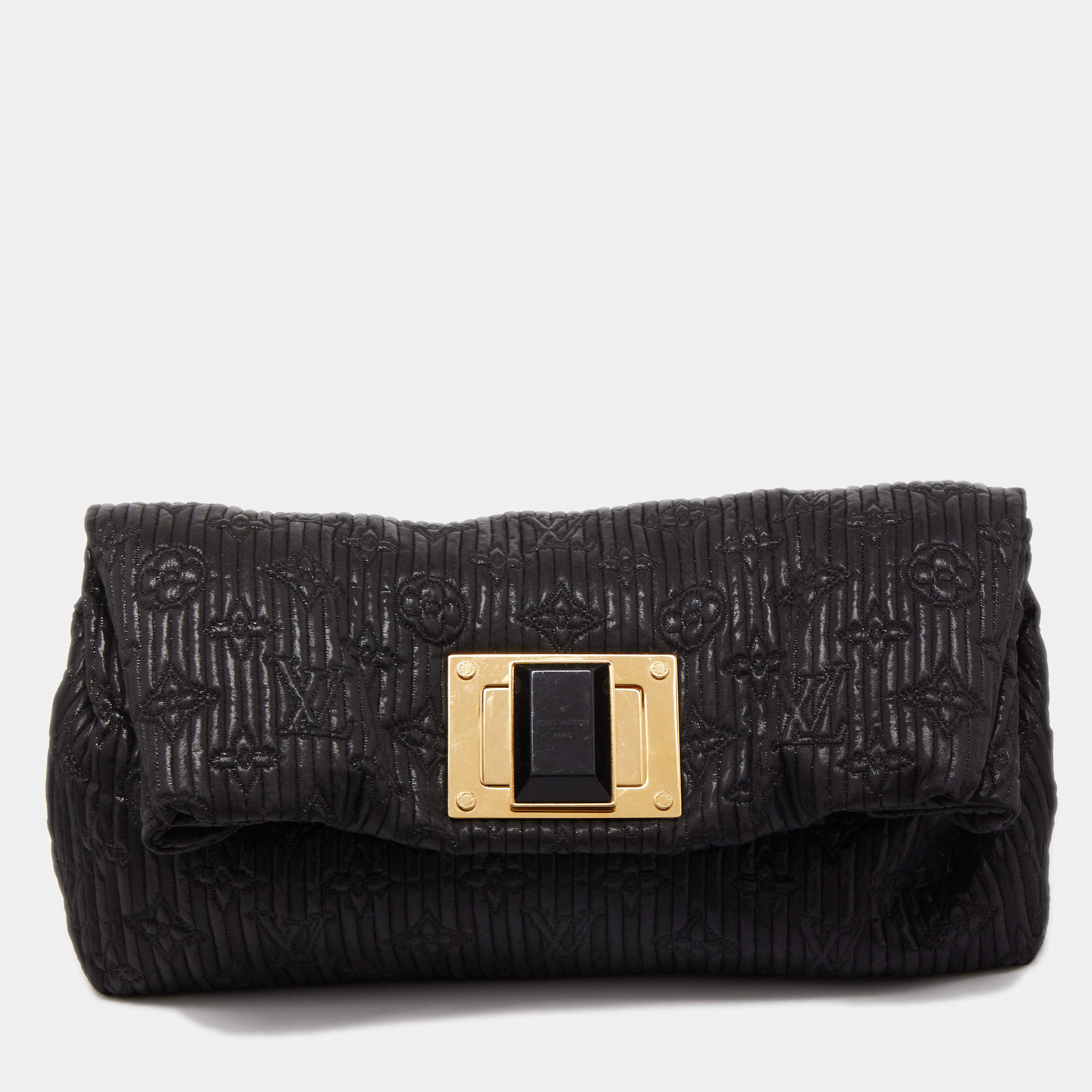 Pre Owned Louis Vuitton Black Shimmering Monogram Jacquard Limited Edition Altair Clutch