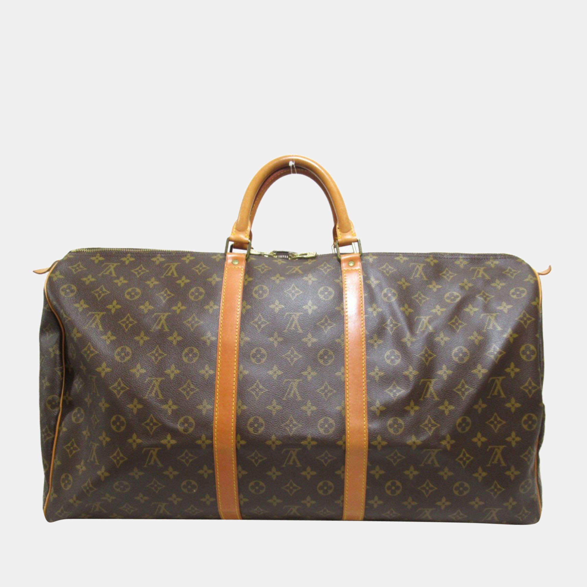 Keepall Vintage Louis Vuitton Kepall bag 60 cm Brown Leather Cloth